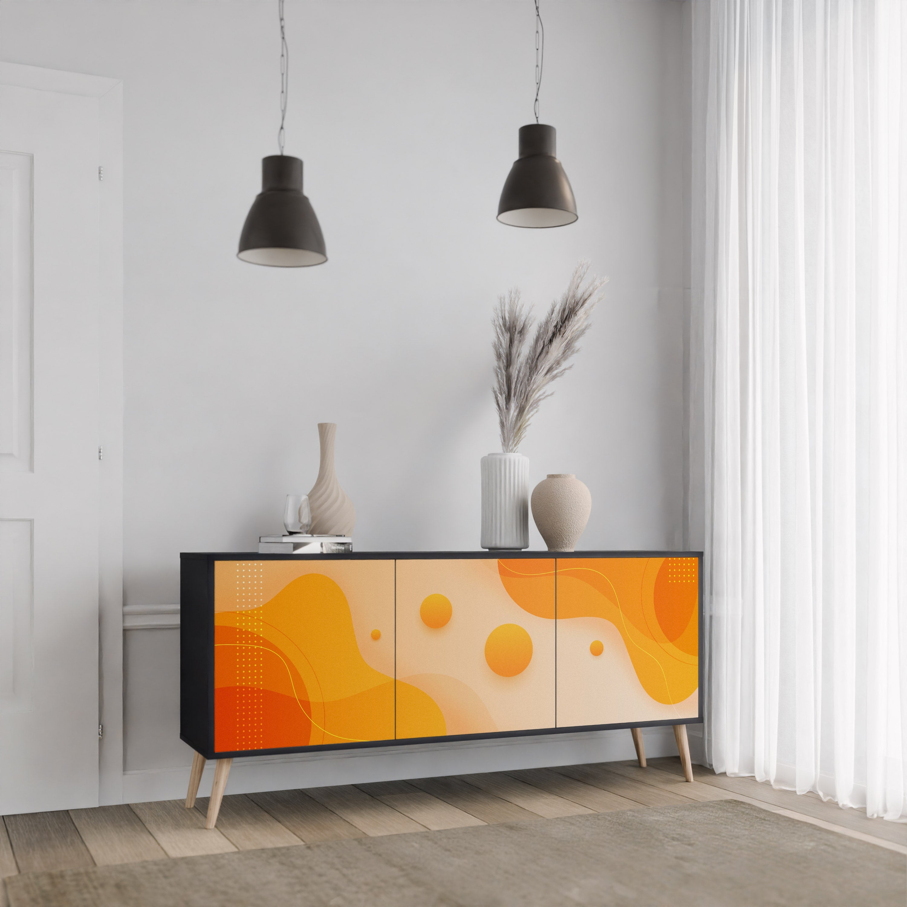ORANGE ARRANGEMENT 3-türiges Sideboard in Schwarz