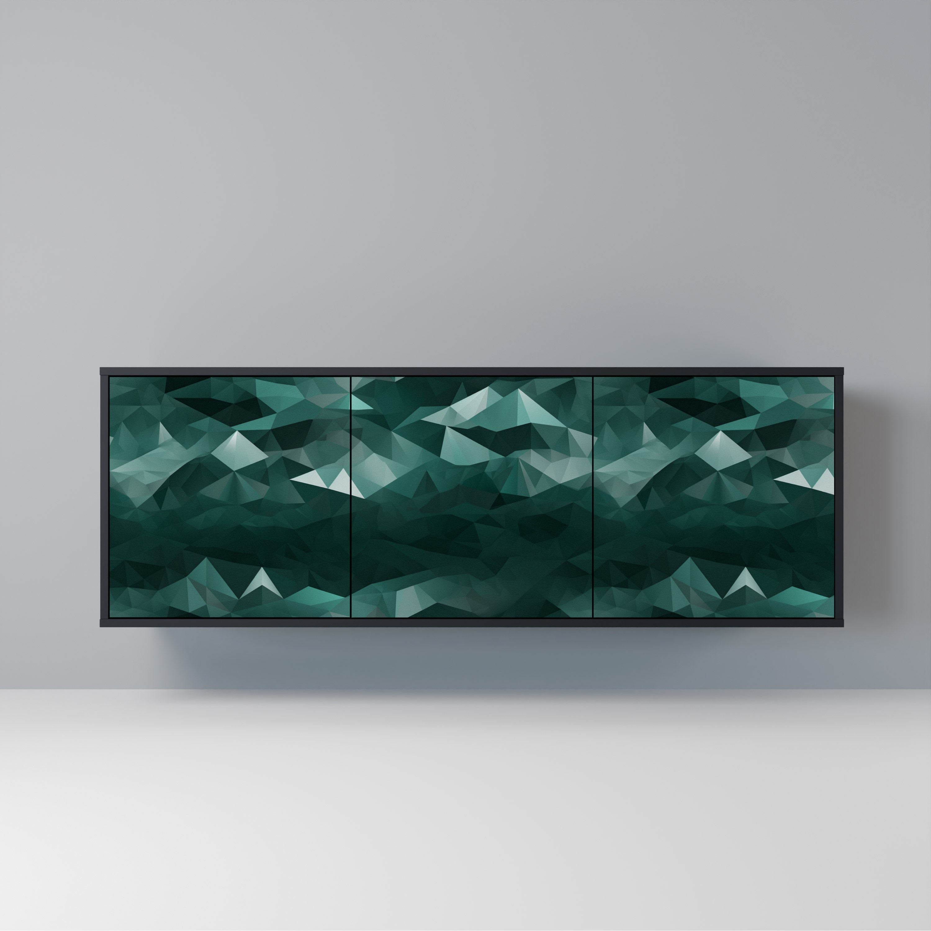 POLYGONAL FLOATING 3-türiges Sideboard in Schwarz