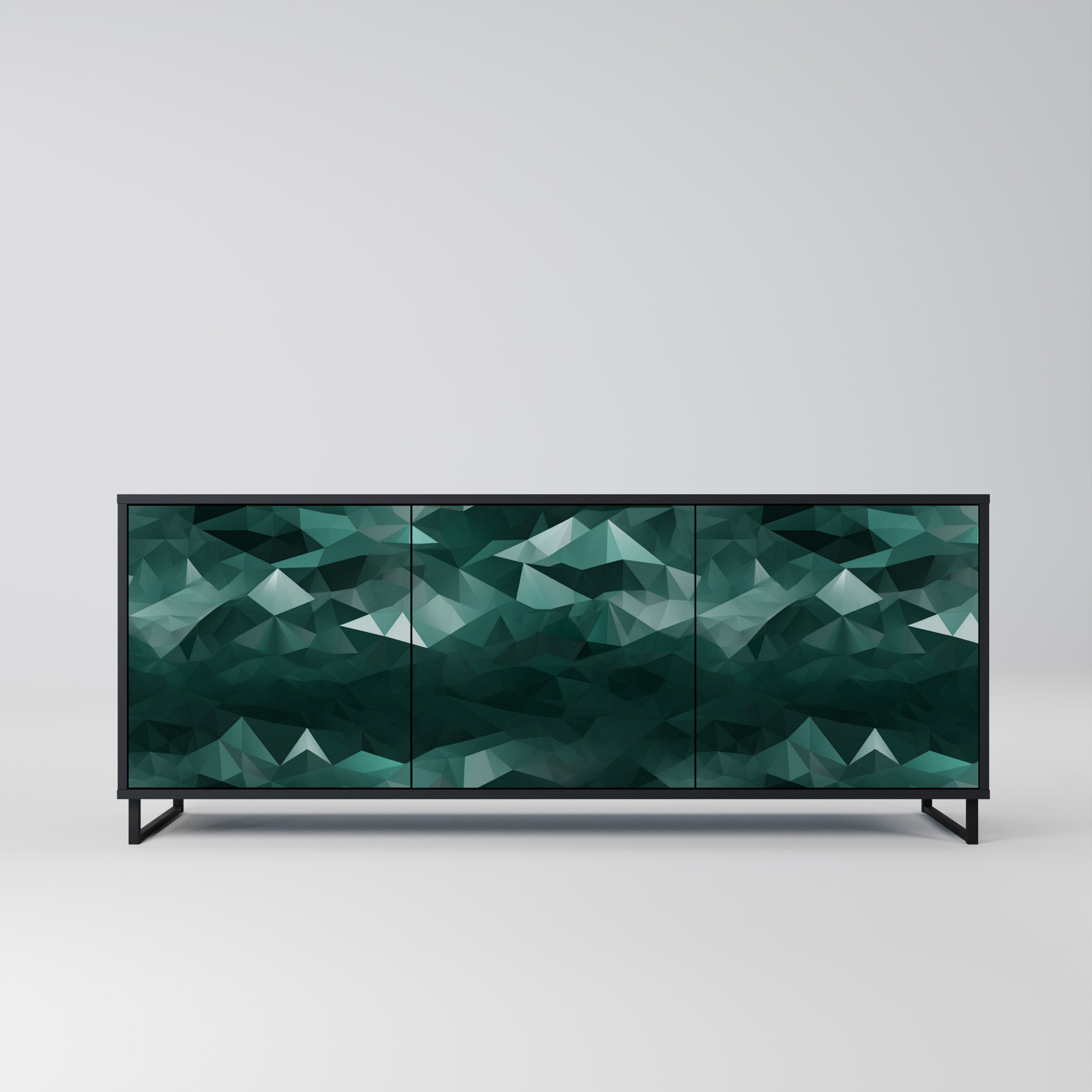 POLYGONAL FLOATING 3-türiges Sideboard in Schwarz