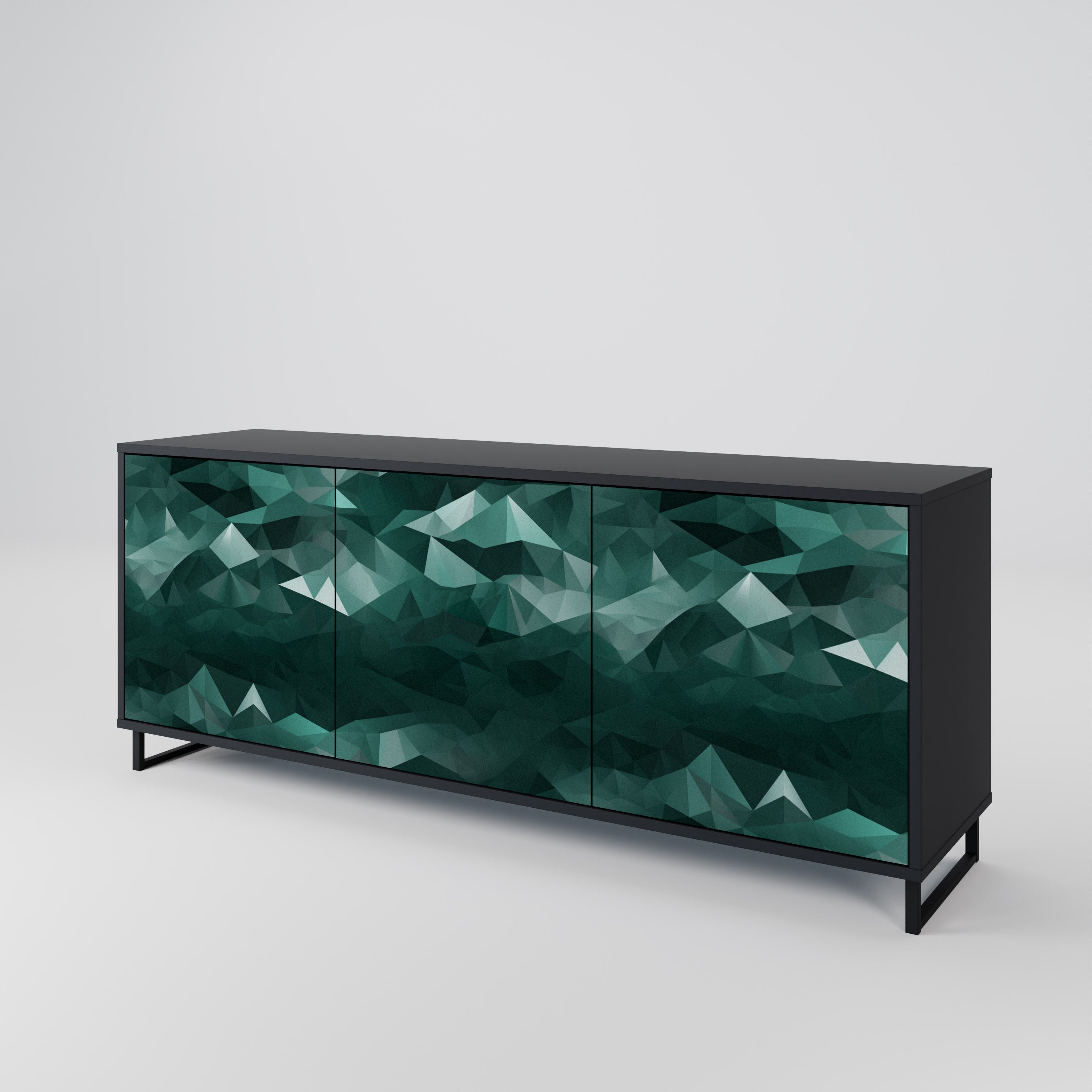 POLYGONAL FLOATING 3-türiges Sideboard in Schwarz