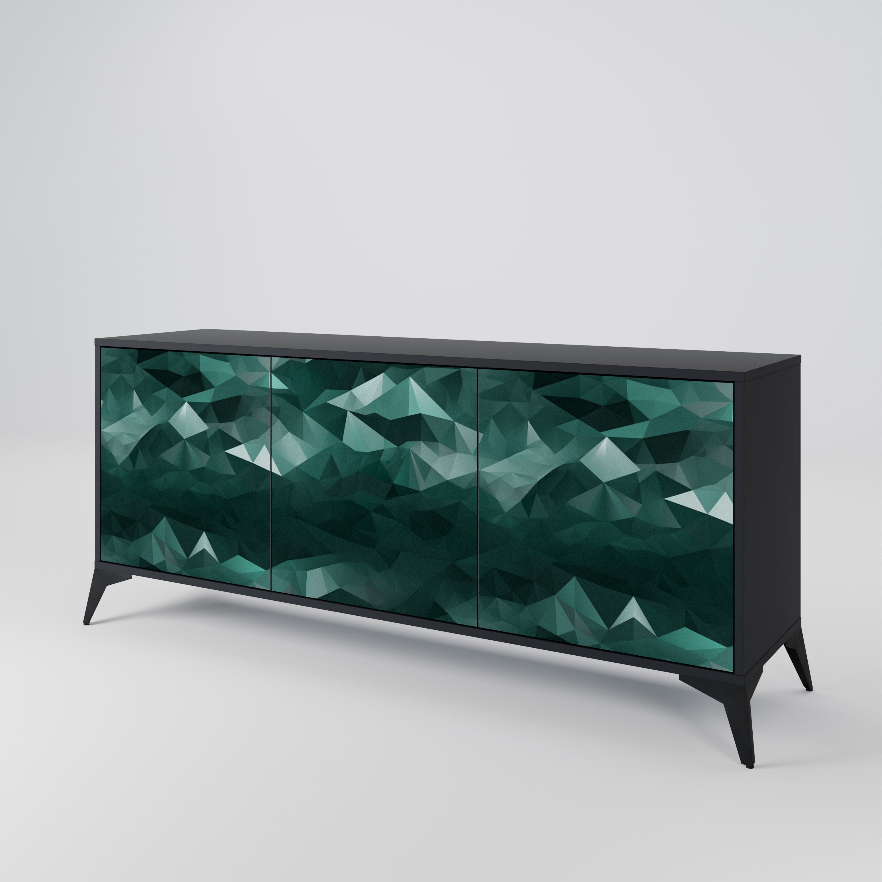 POLYGONAL FLOATING 3-türiges Sideboard in Schwarz