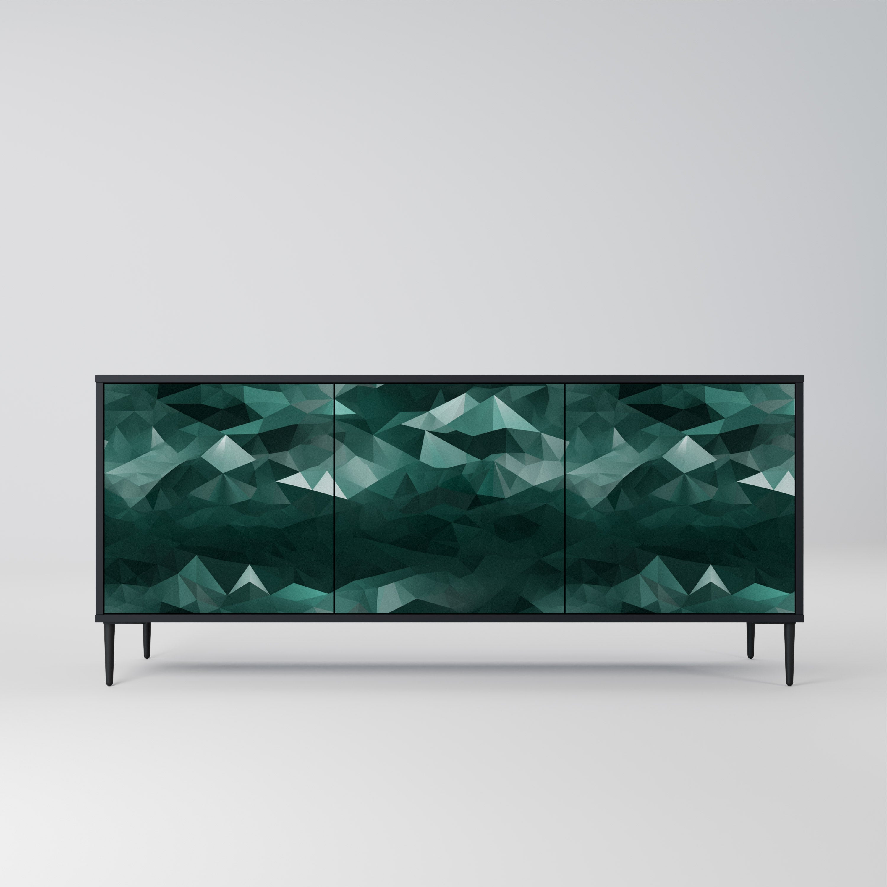 POLYGONAL FLOATING 3-türiges Sideboard in Schwarz