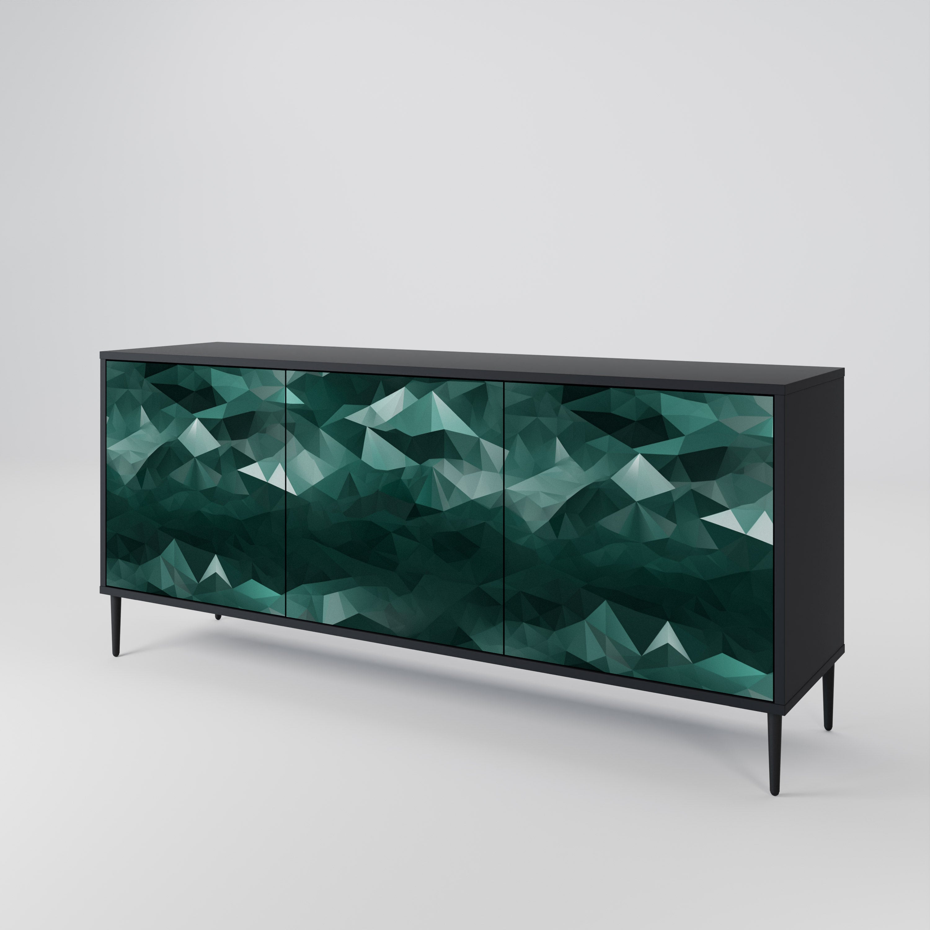POLYGONAL FLOATING 3-türiges Sideboard in Schwarz