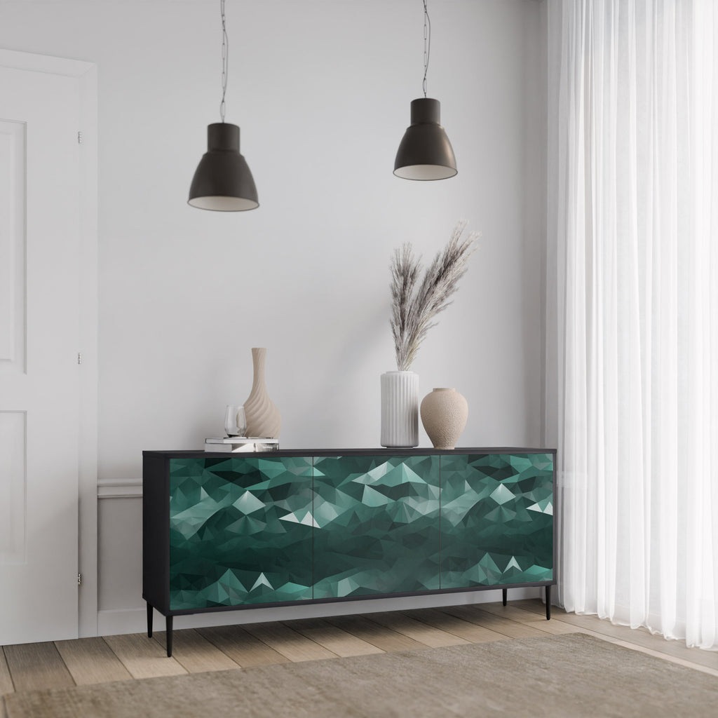 POLYGONAL FLOATING 3-türiges Sideboard in Schwarz