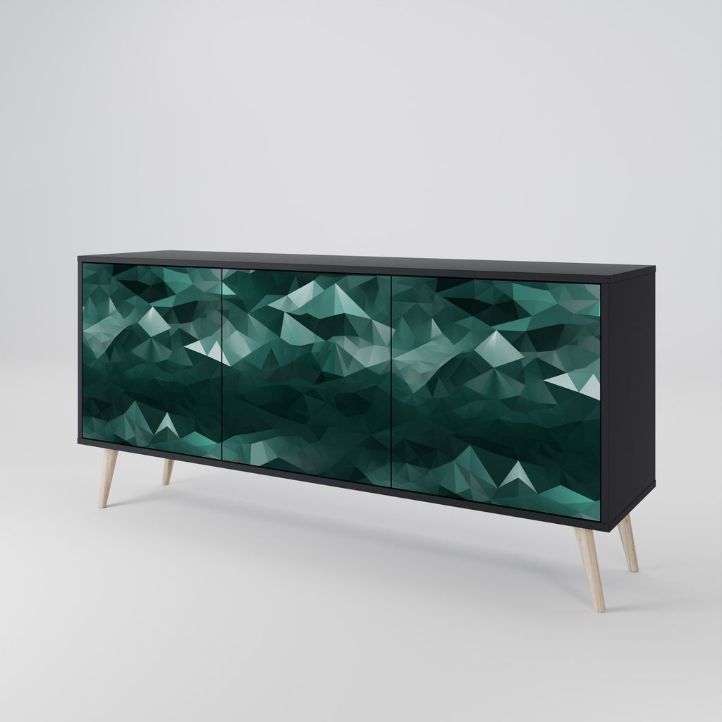 POLYGONAL FLOATING 3-türiges Sideboard in Schwarz