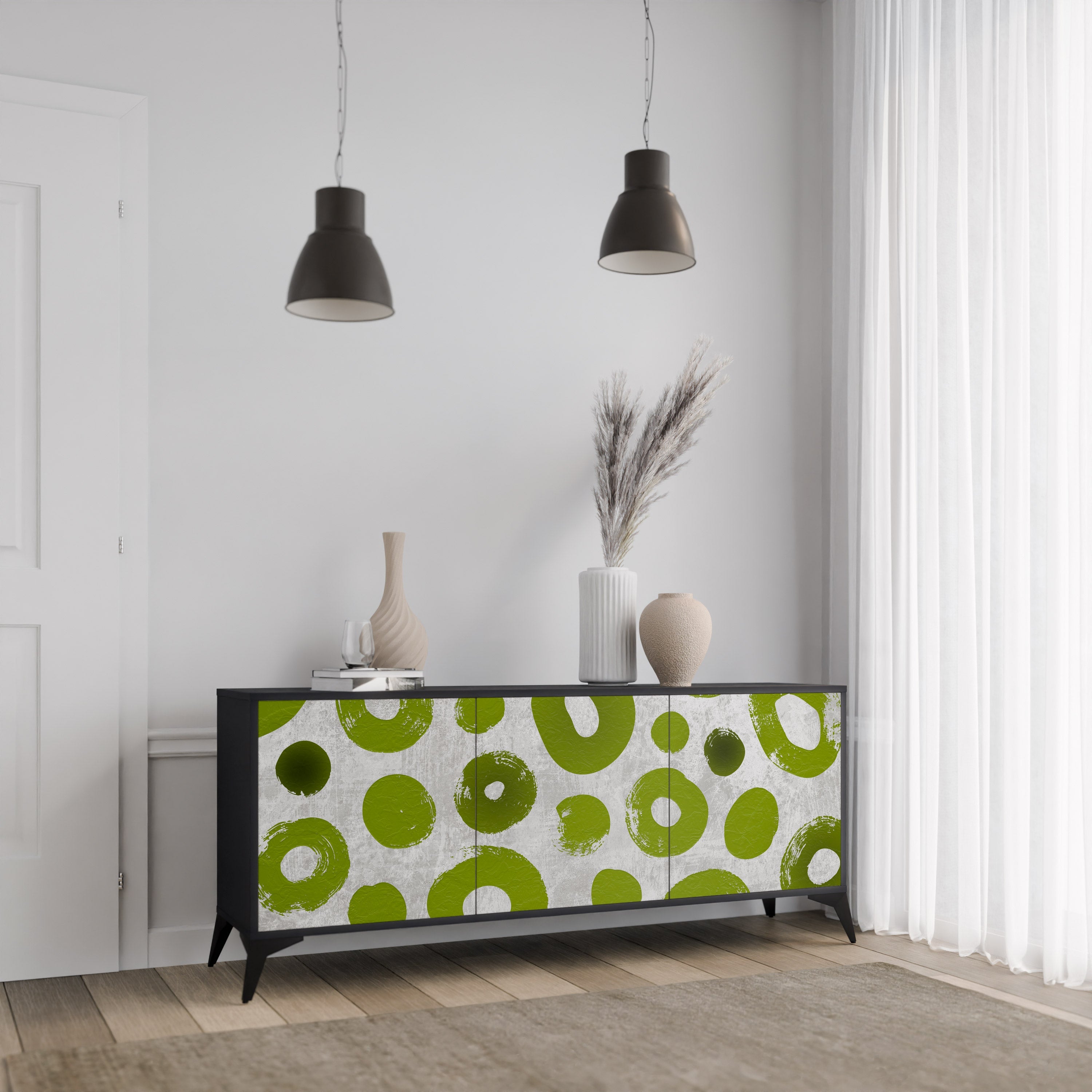 GREEN RHAPSODY 3-türiges Sideboard in Schwarz