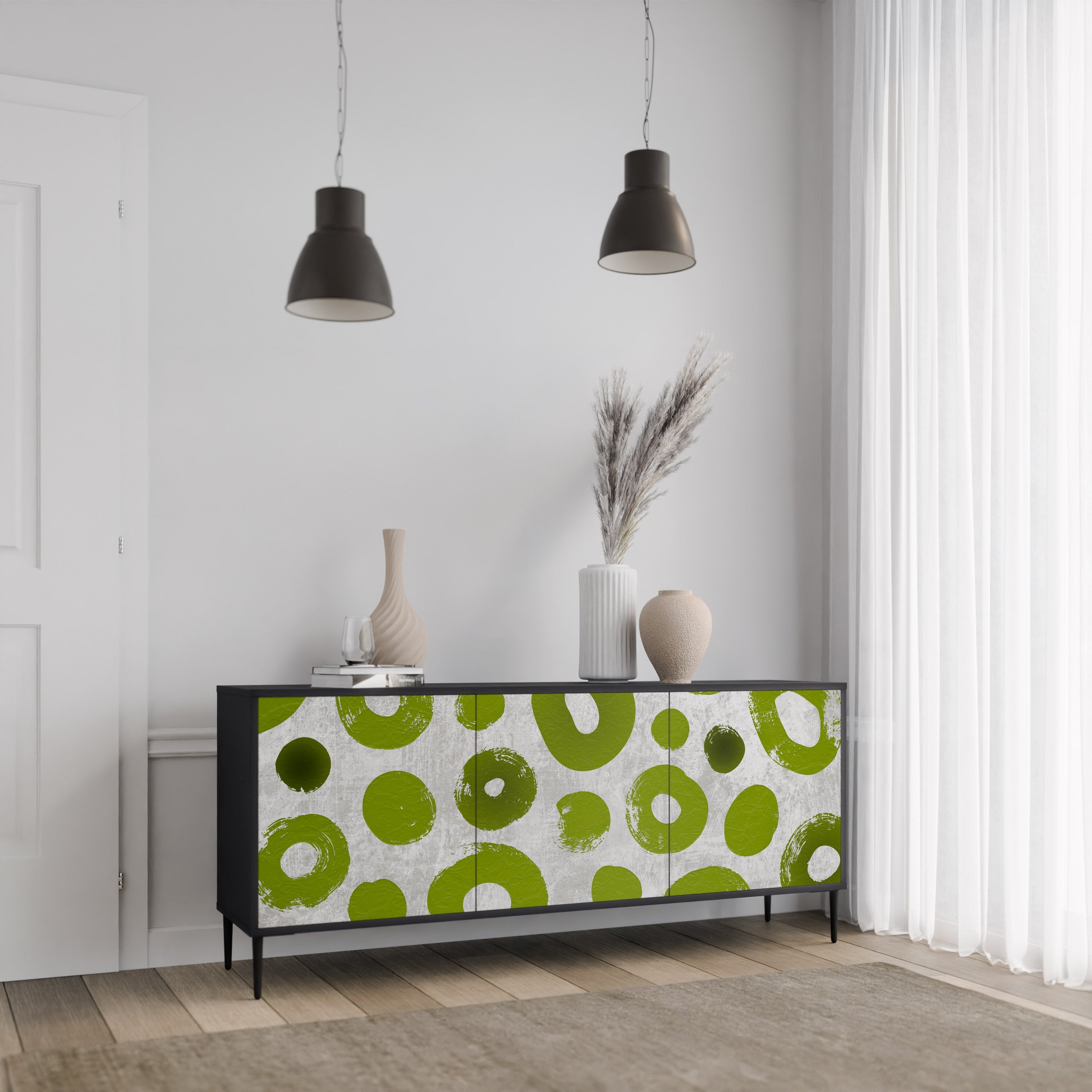 GREEN RHAPSODY 3-türiges Sideboard in Schwarz
