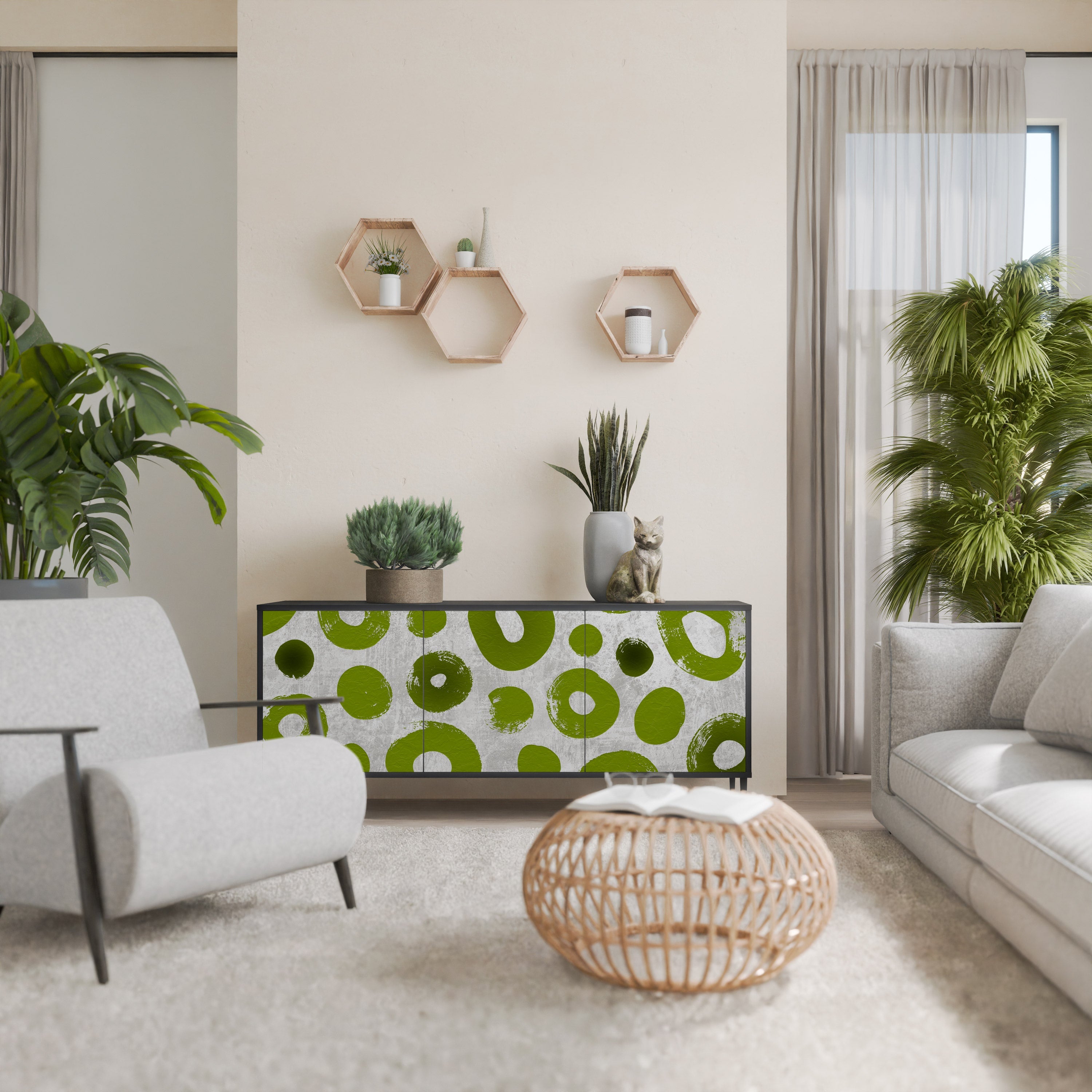 GREEN RHAPSODY 3-türiges Sideboard in Schwarz