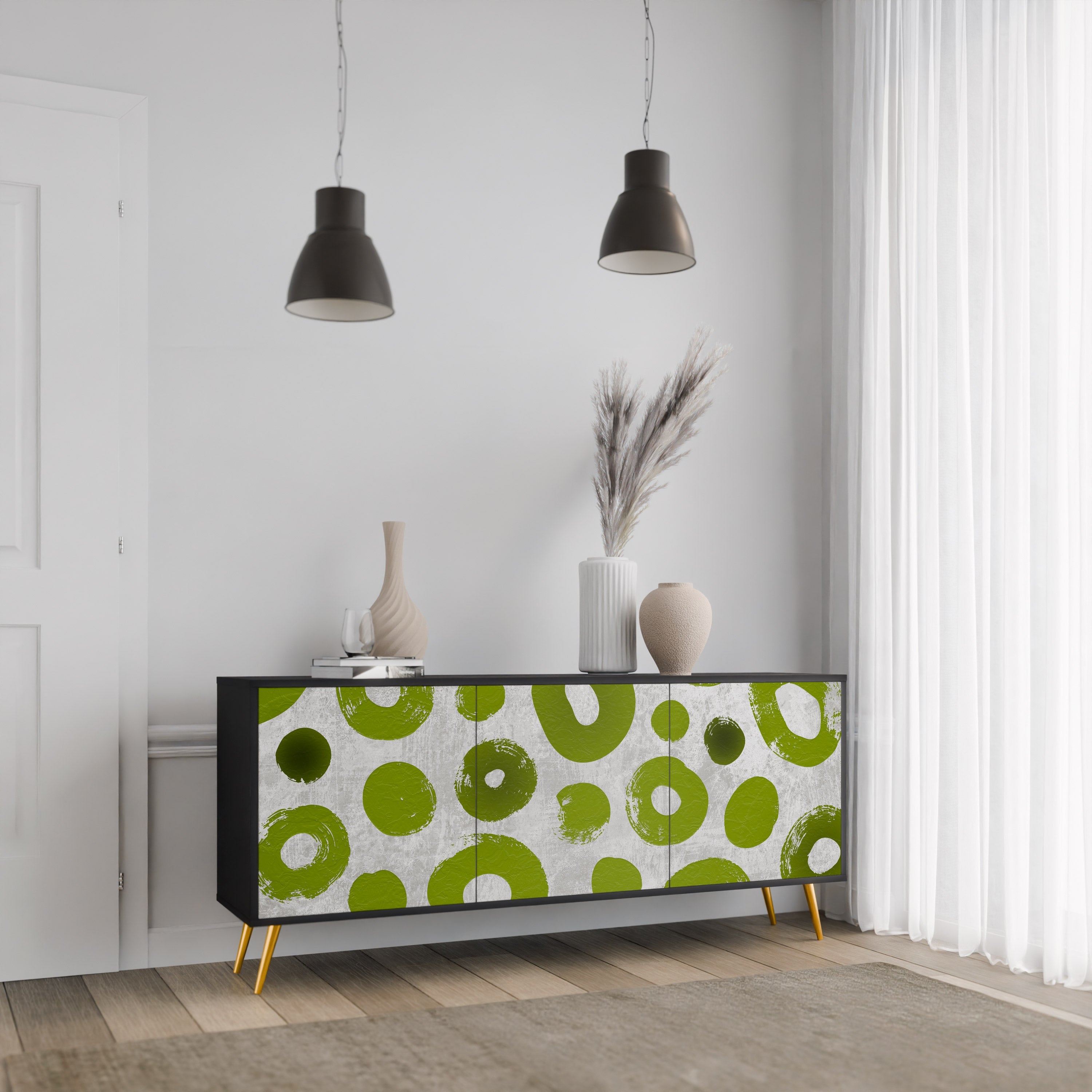 GREEN RHAPSODY 3-türiges Sideboard in Schwarz