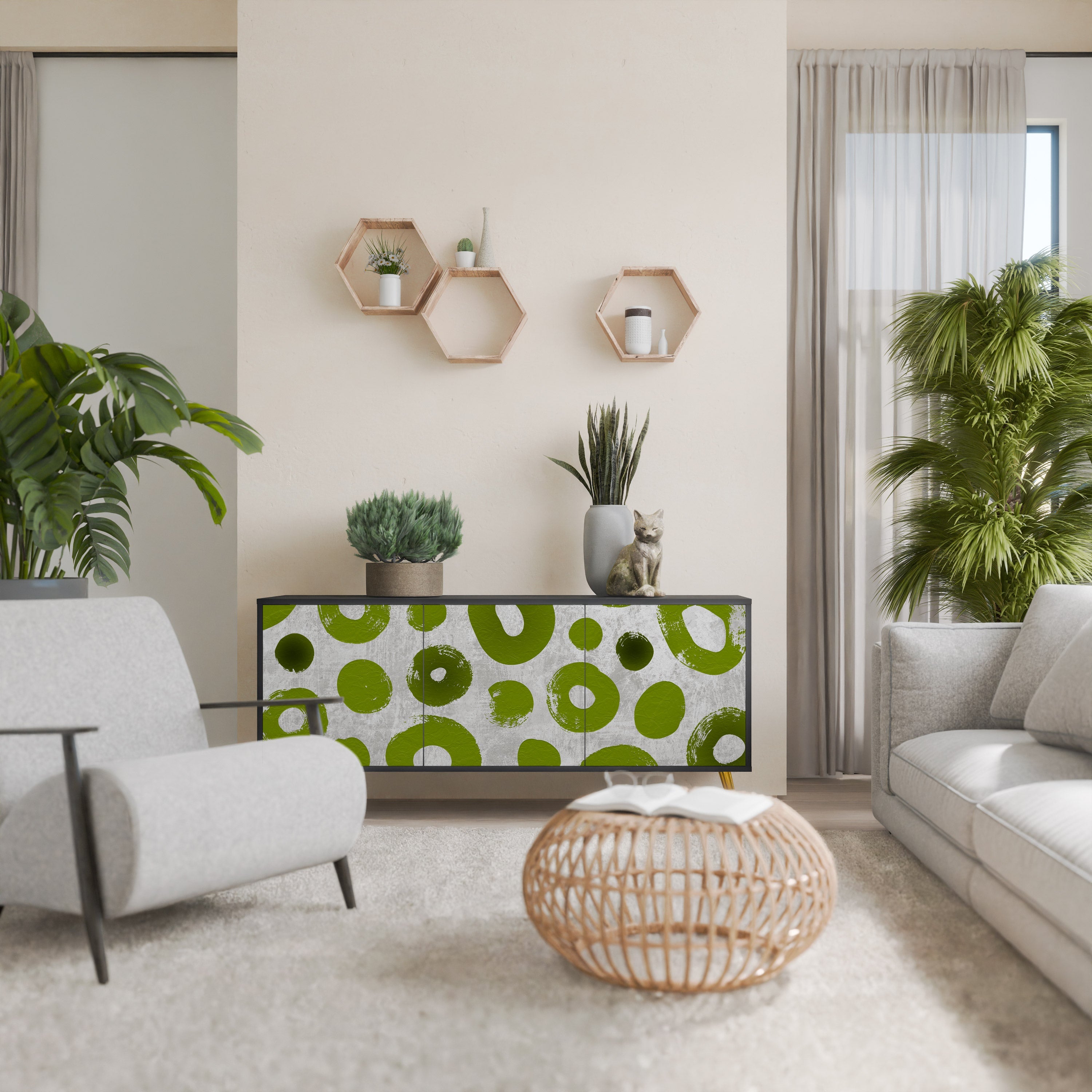 GREEN RHAPSODY 3-türiges Sideboard in Schwarz