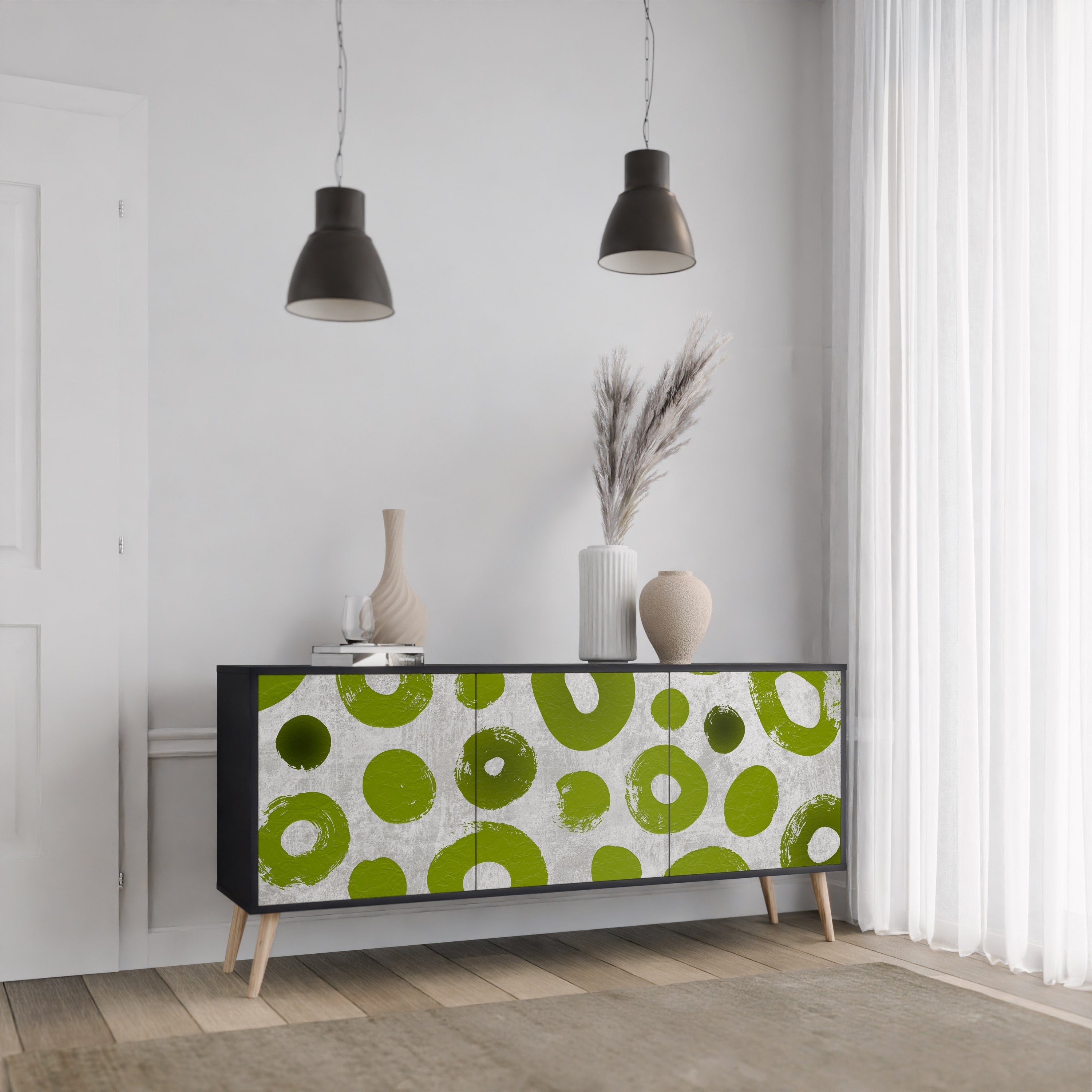 GREEN RHAPSODY 3-türiges Sideboard in Schwarz