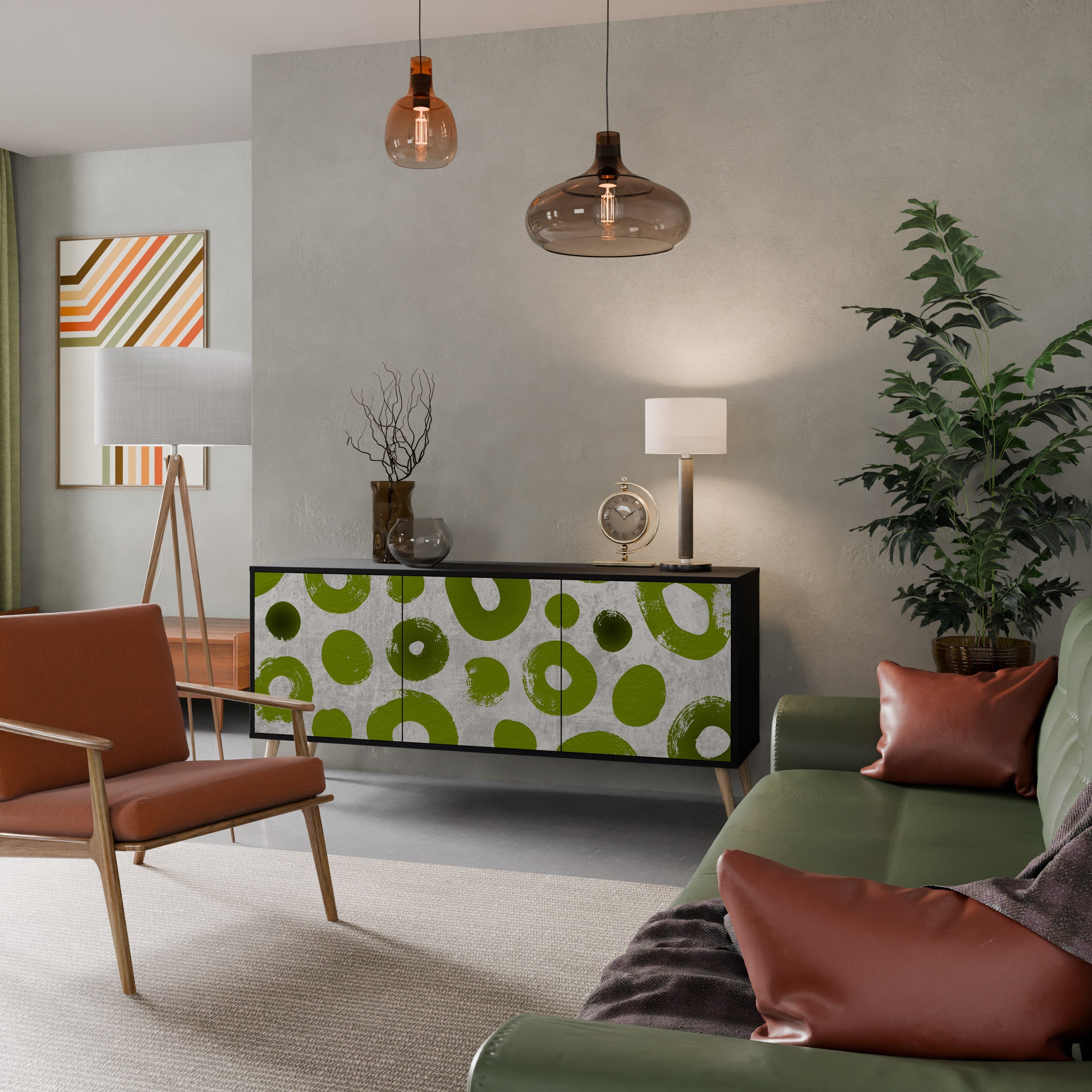 GREEN RHAPSODY 3-türiges Sideboard in Schwarz