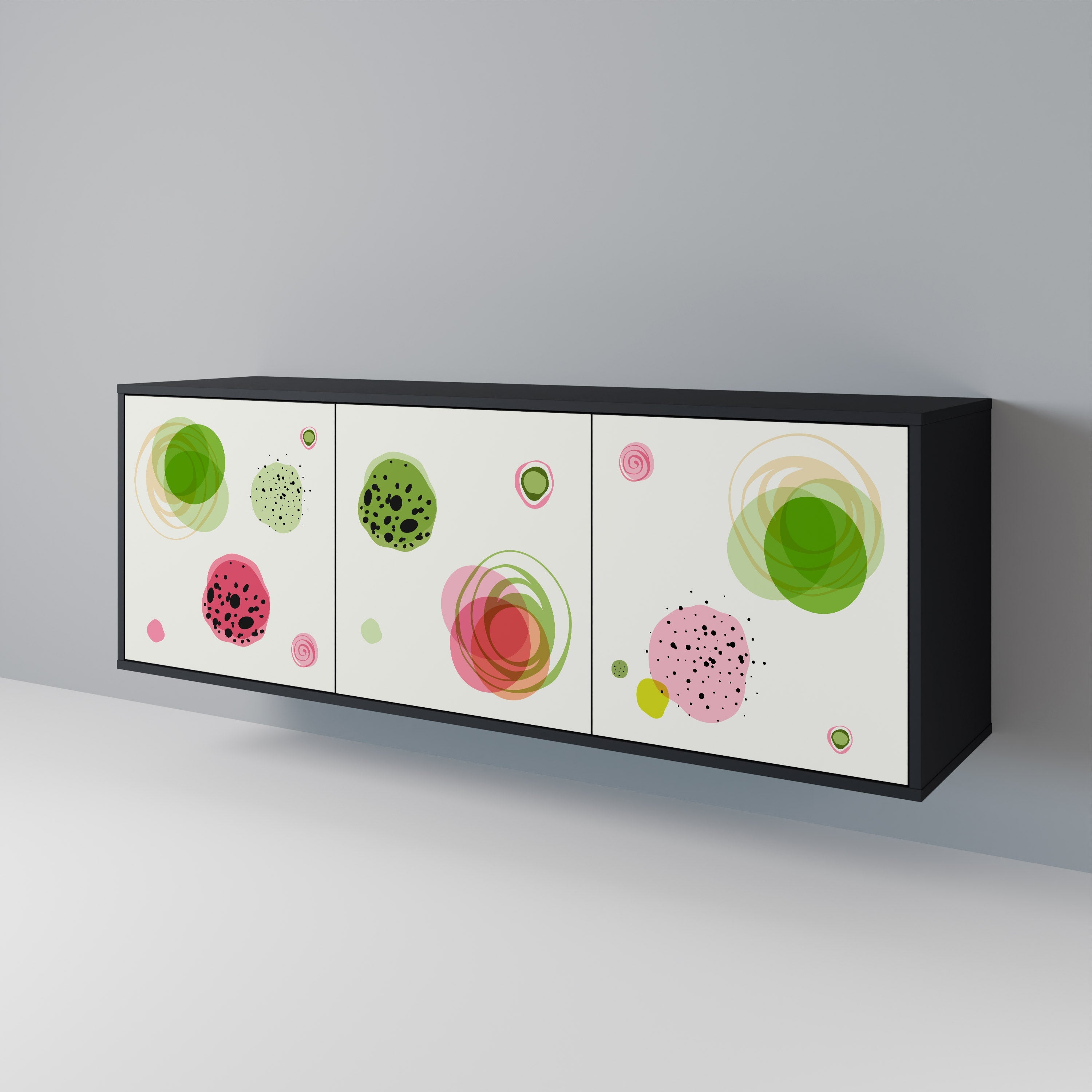 COLORFUL COSMOS 3-türiges Sideboard in Schwarz