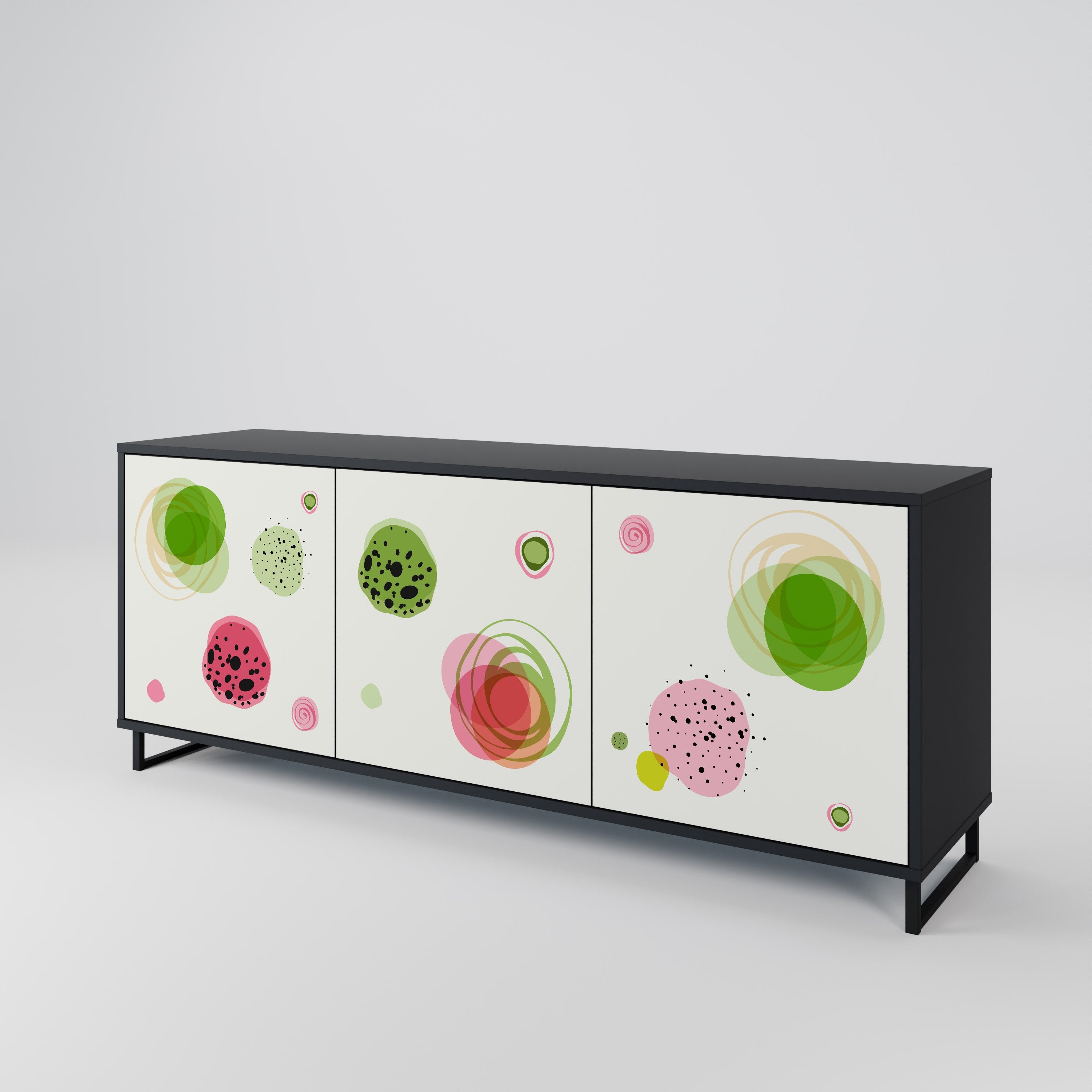 COLORFUL COSMOS 3-türiges Sideboard in Schwarz