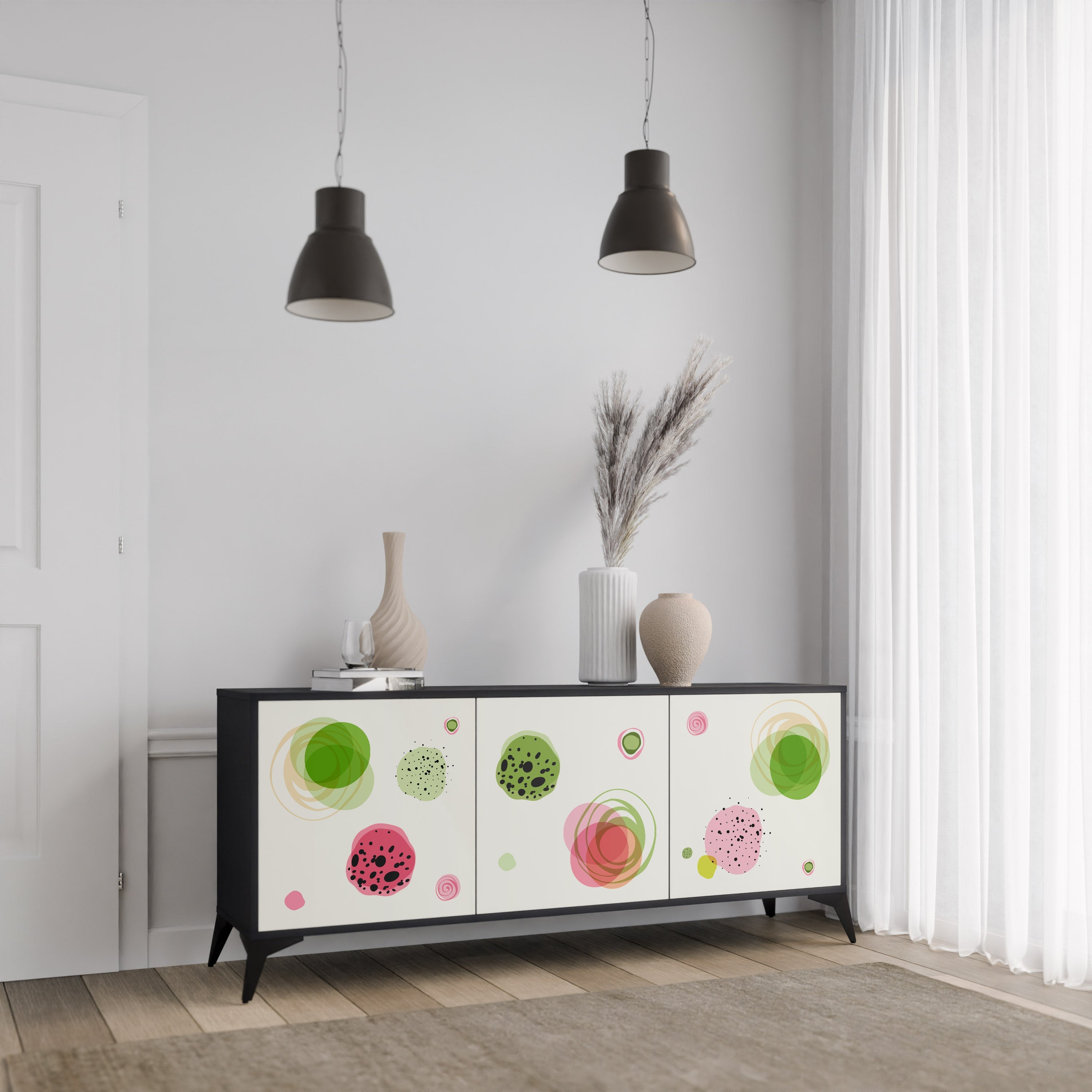COLORFUL COSMOS 3-türiges Sideboard in Schwarz