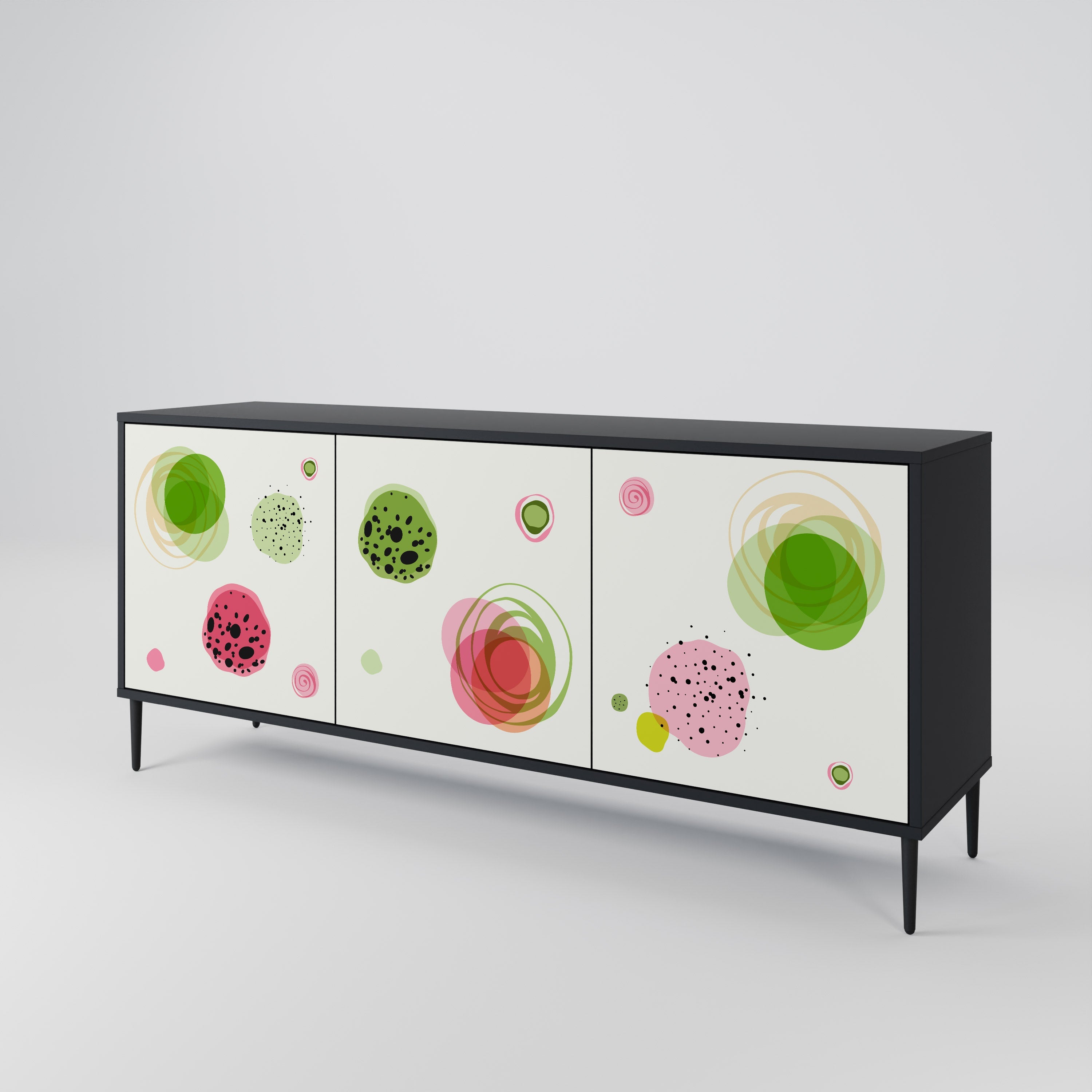 COLORFUL COSMOS 3-türiges Sideboard in Schwarz
