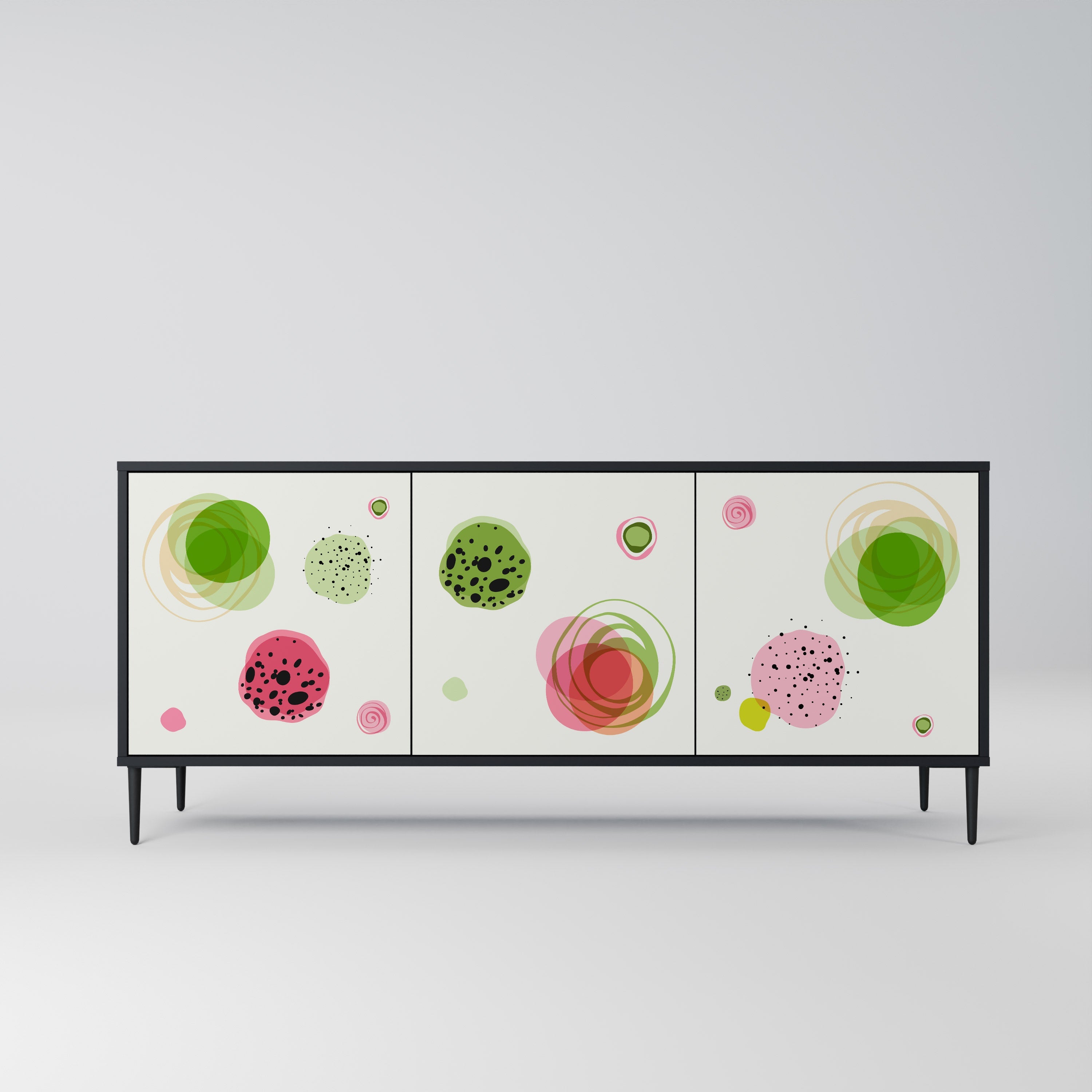 COLORFUL COSMOS 3-türiges Sideboard in Schwarz