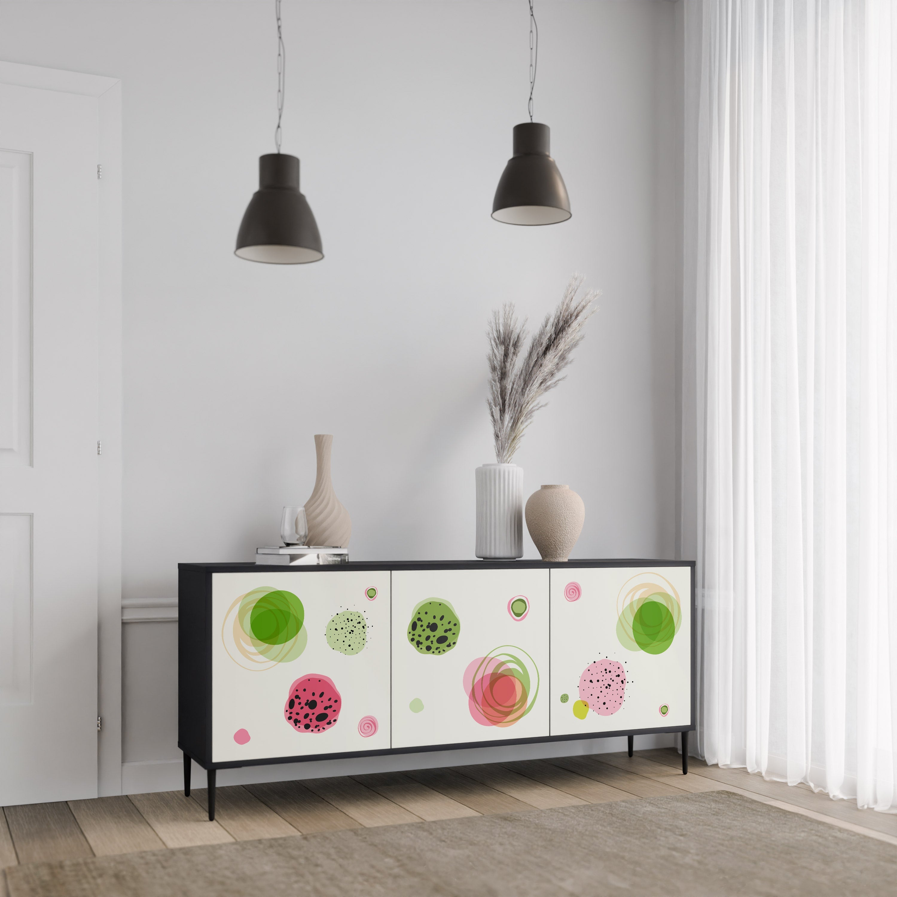 COLORFUL COSMOS 3-türiges Sideboard in Schwarz