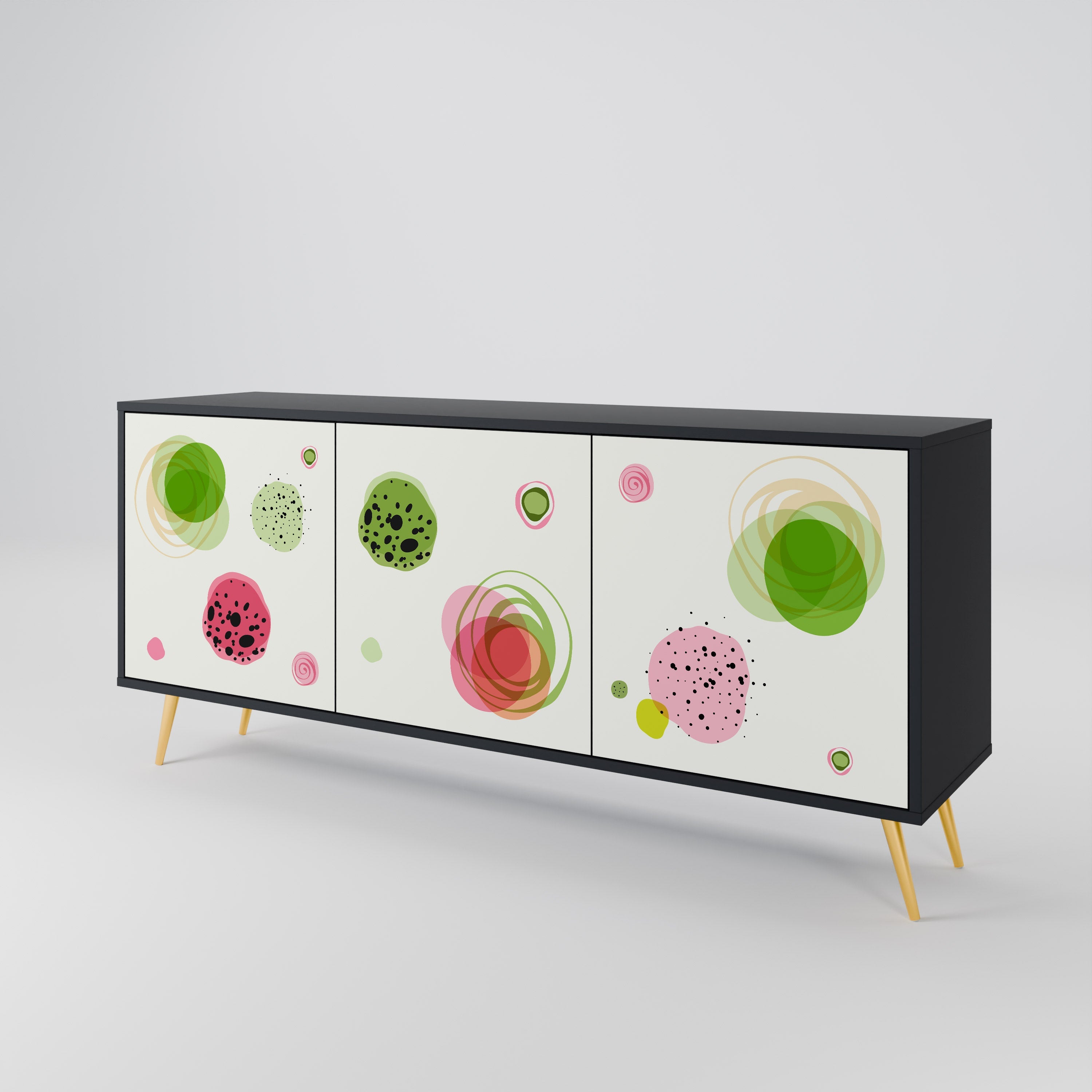 COLORFUL COSMOS 3-türiges Sideboard in Schwarz