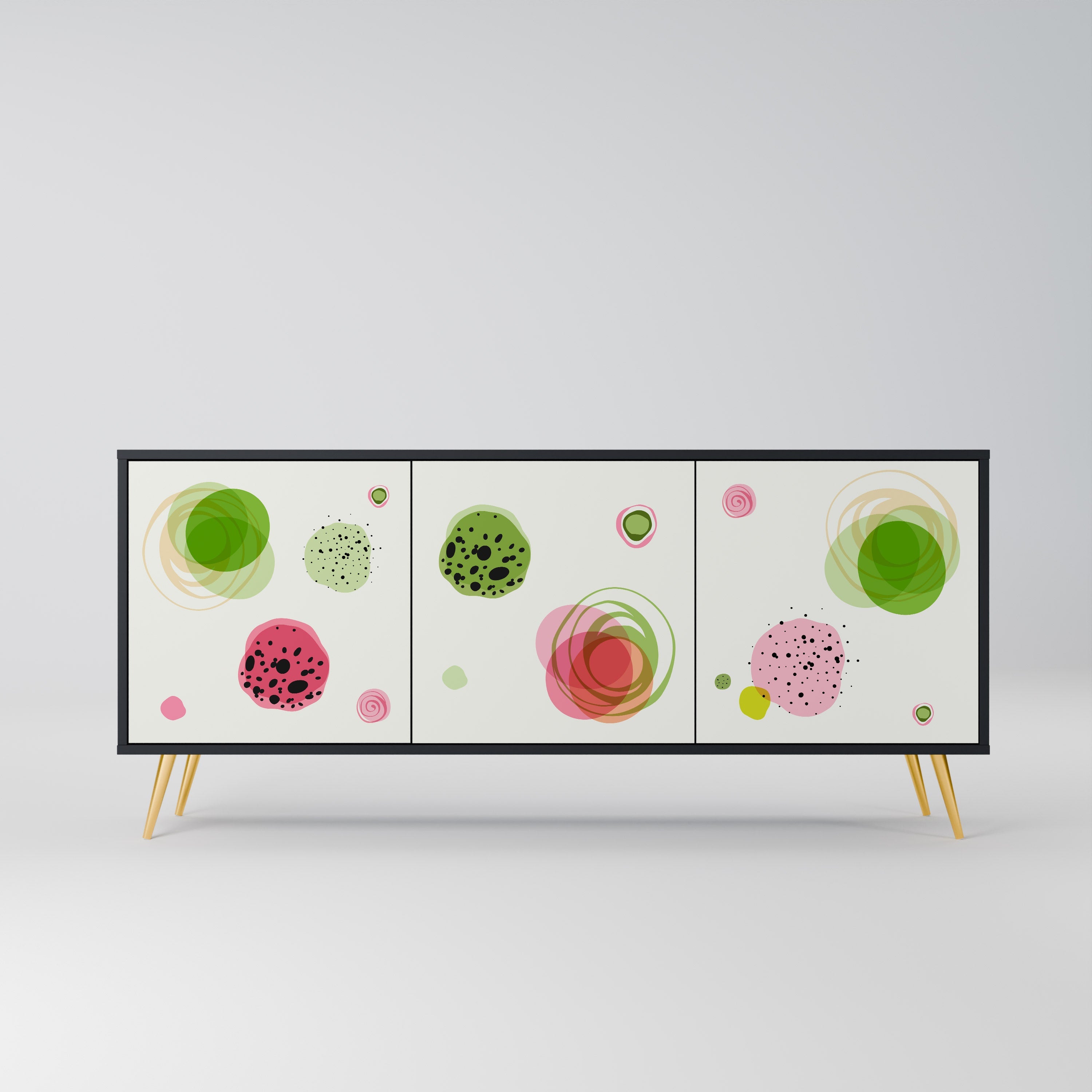 COLORFUL COSMOS 3-türiges Sideboard in Schwarz
