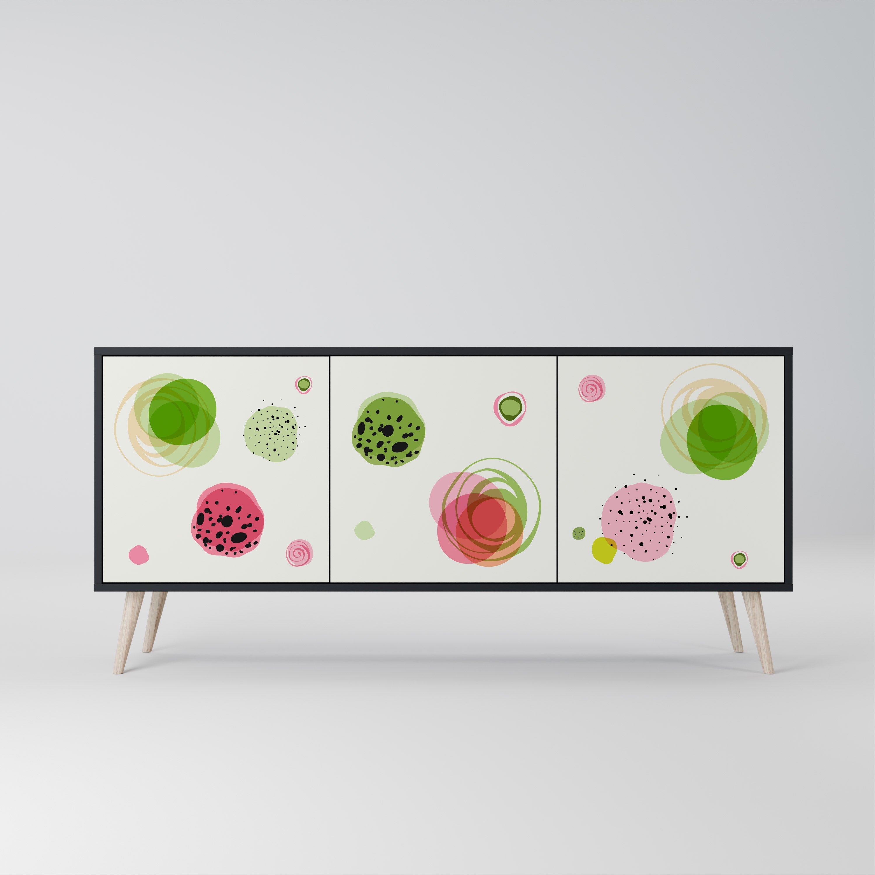 COLORFUL COSMOS 3-türiges Sideboard in Schwarz