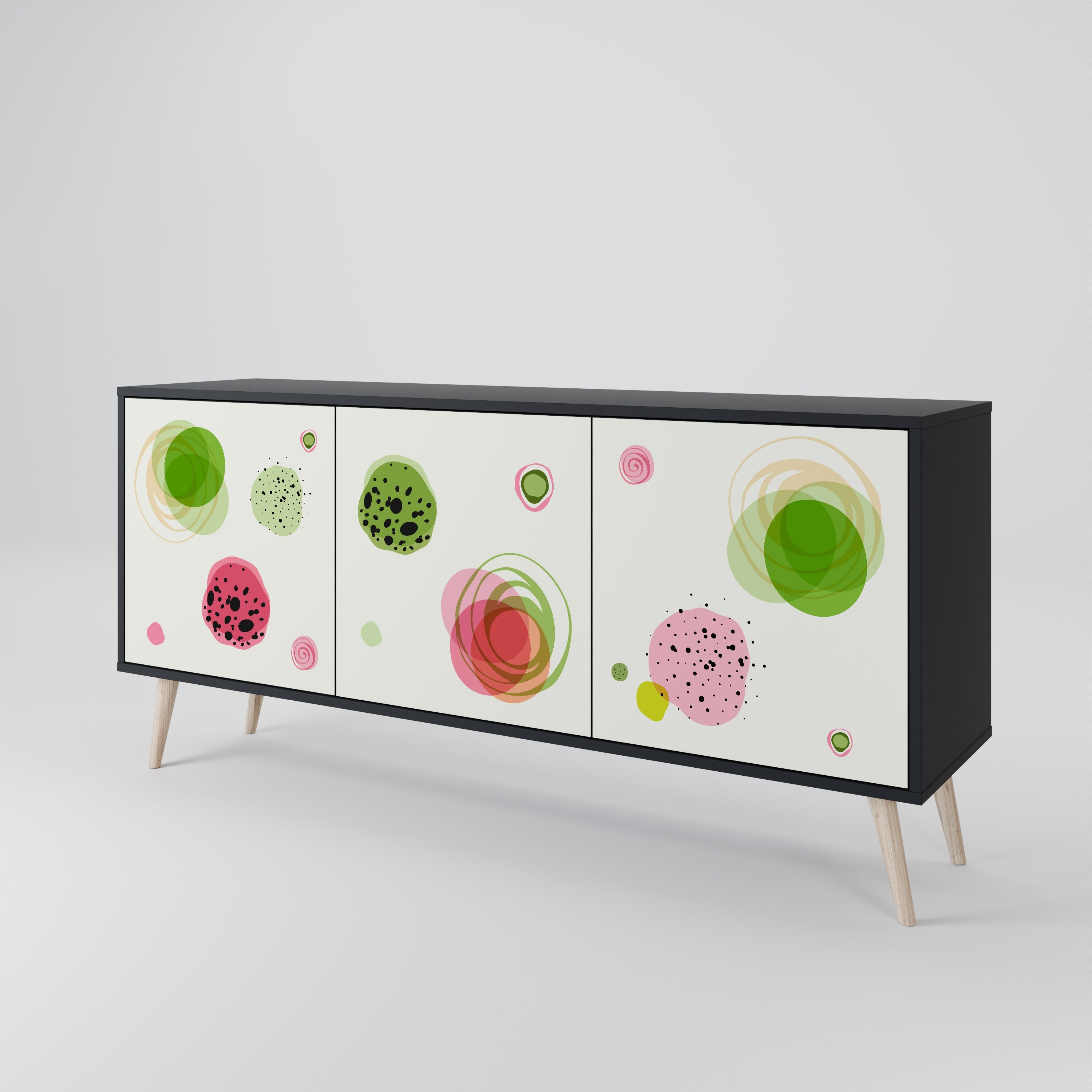 COLORFUL COSMOS 3-türiges Sideboard in Schwarz