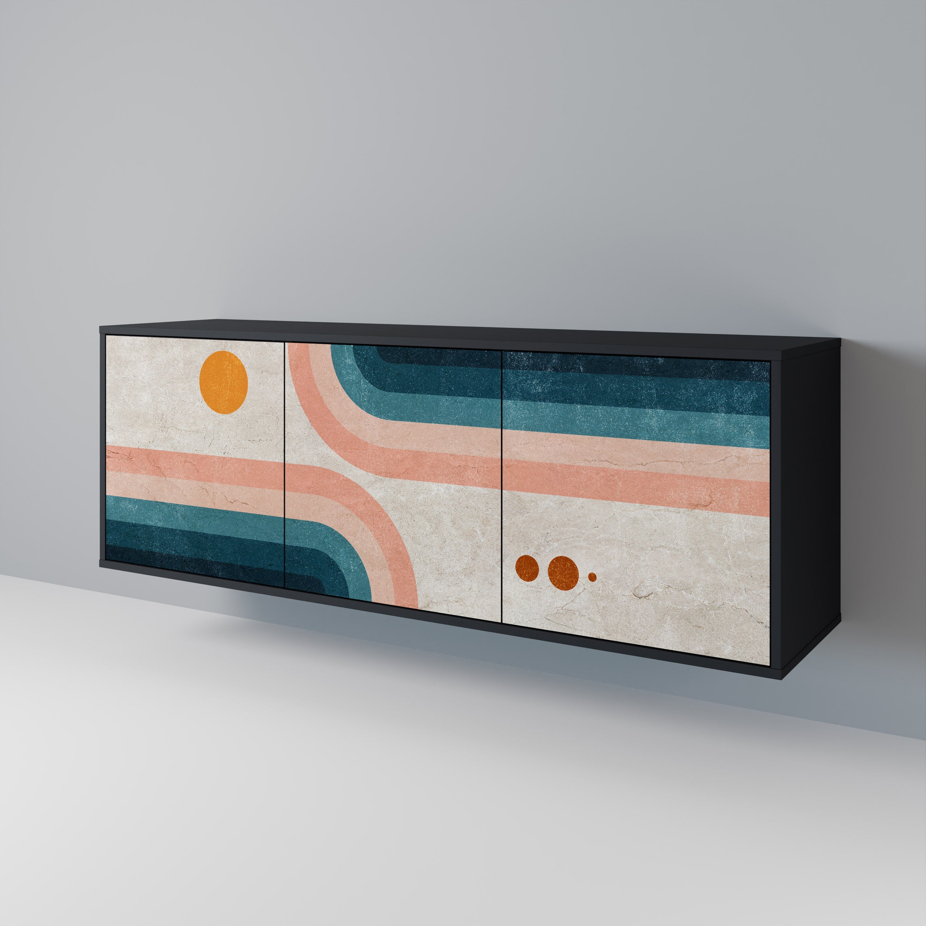 TWO HALVES 3-türiges Sideboard in Schwarz
