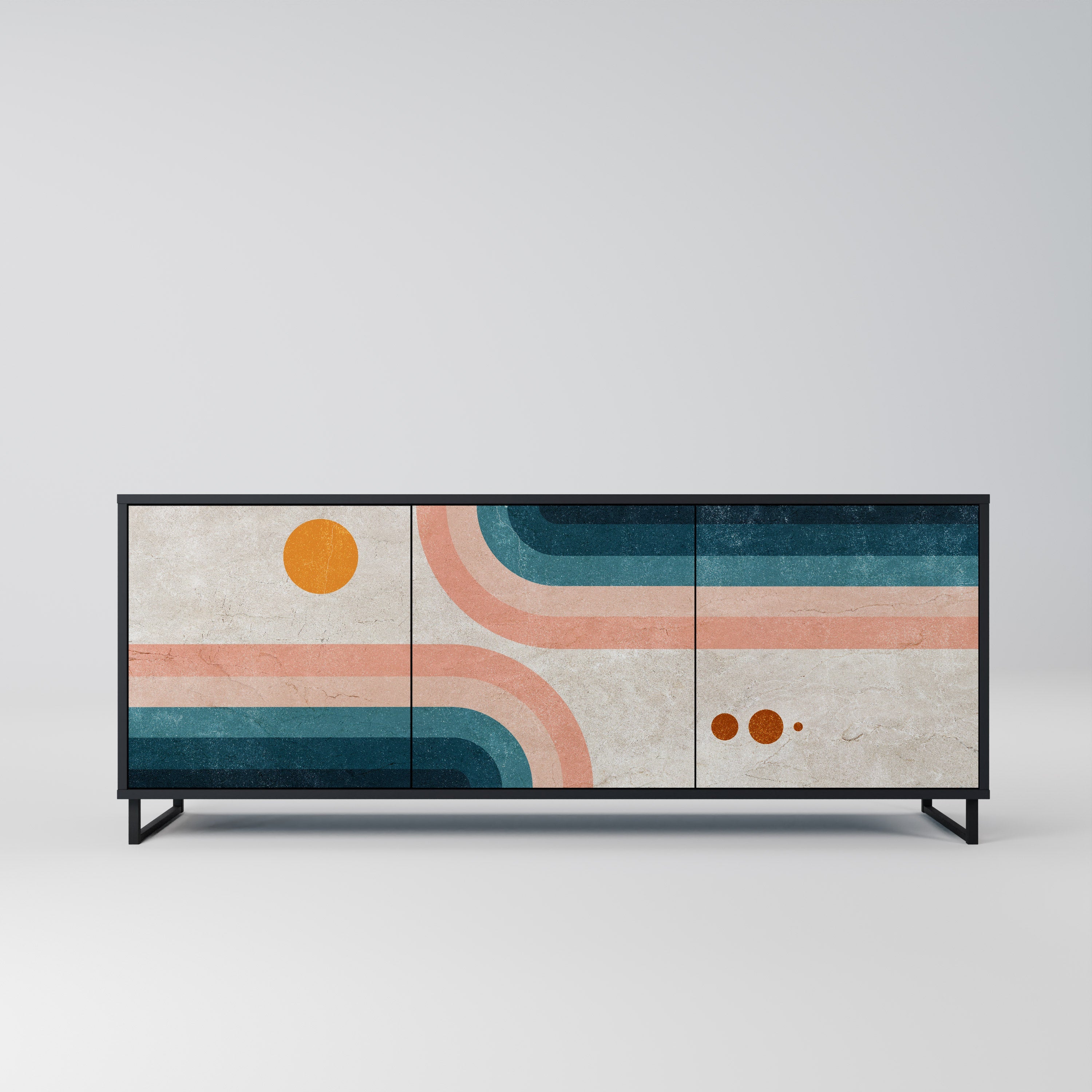 TWO HALVES 3-türiges Sideboard in Schwarz