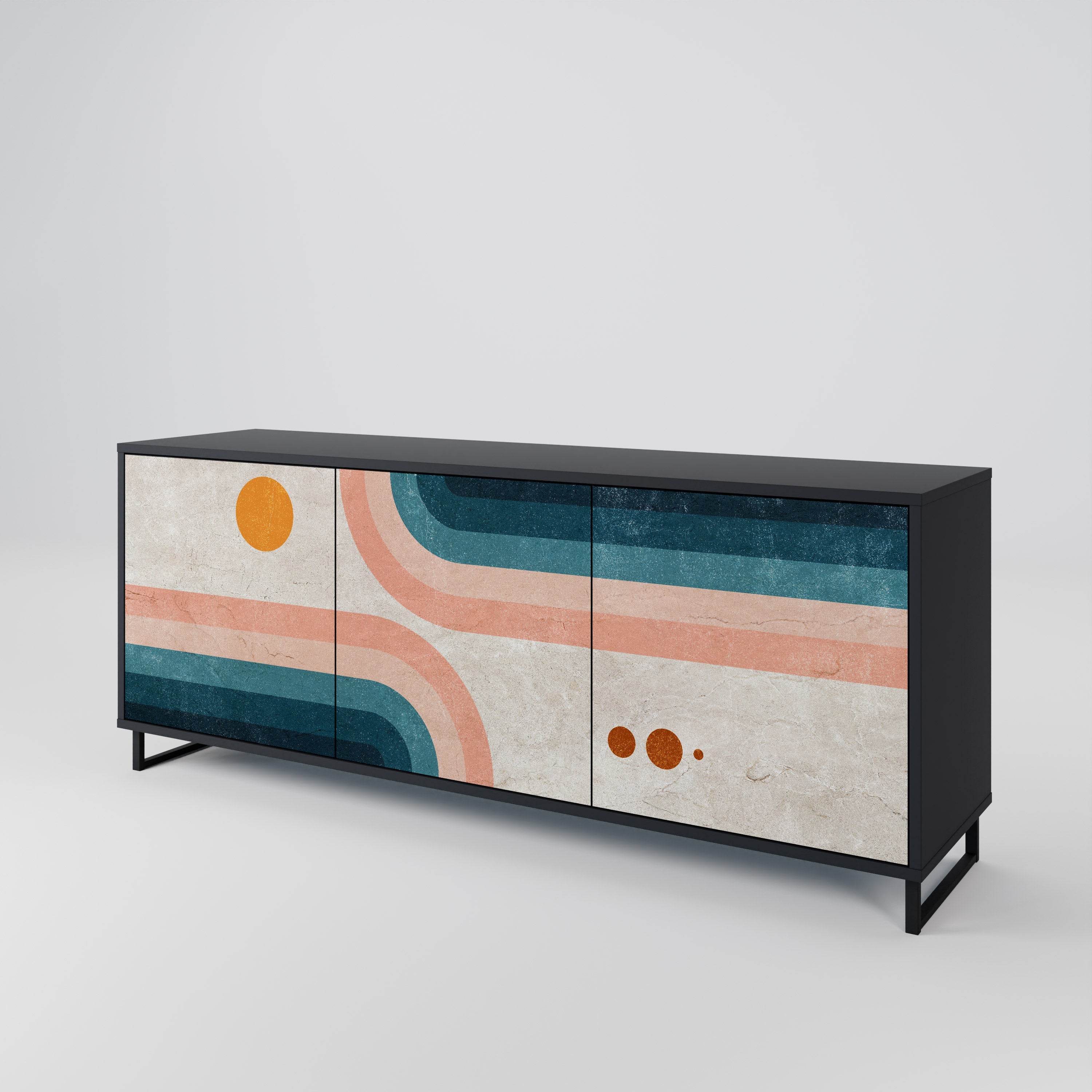 TWO HALVES 3-türiges Sideboard in Schwarz