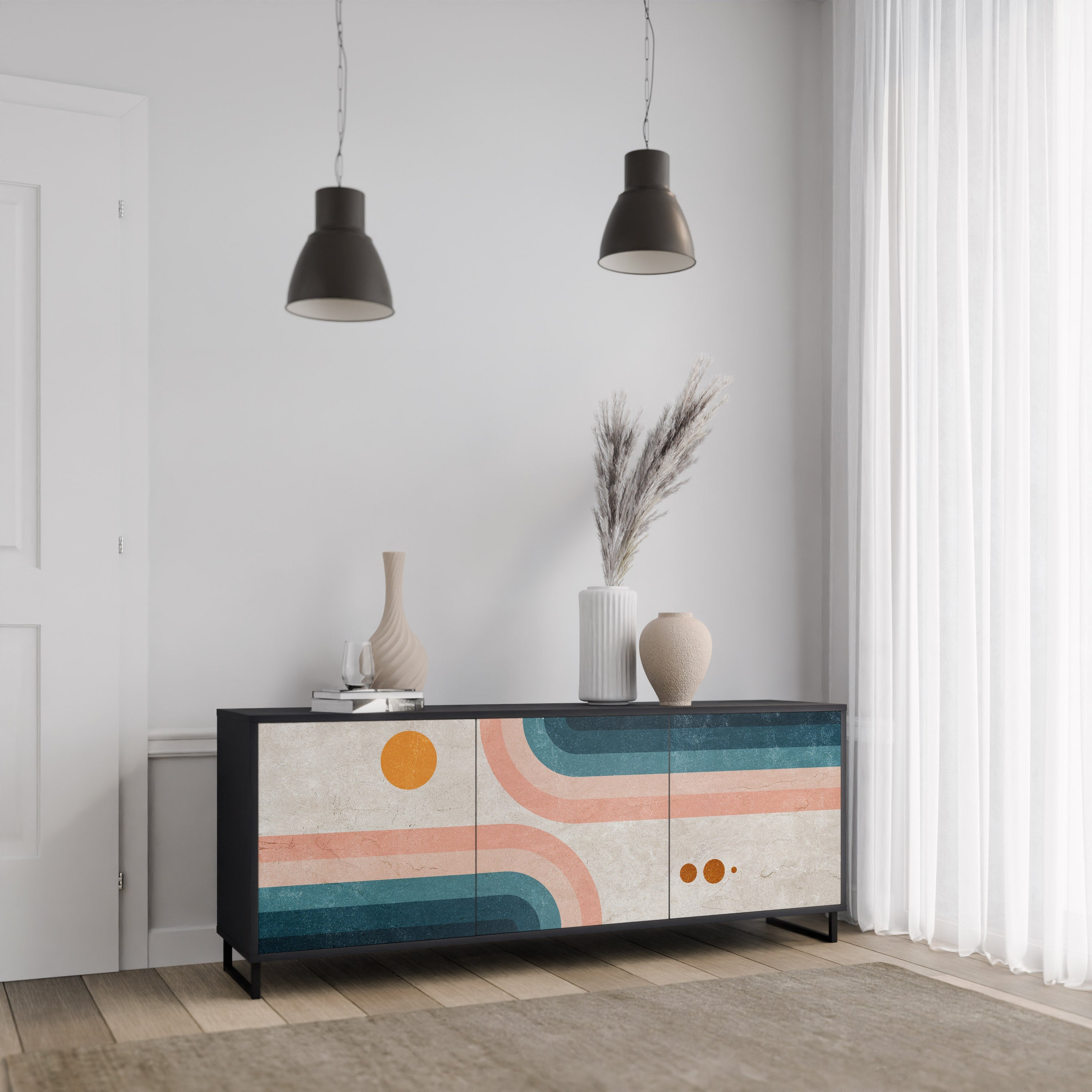 TWO HALVES 3-türiges Sideboard in Schwarz