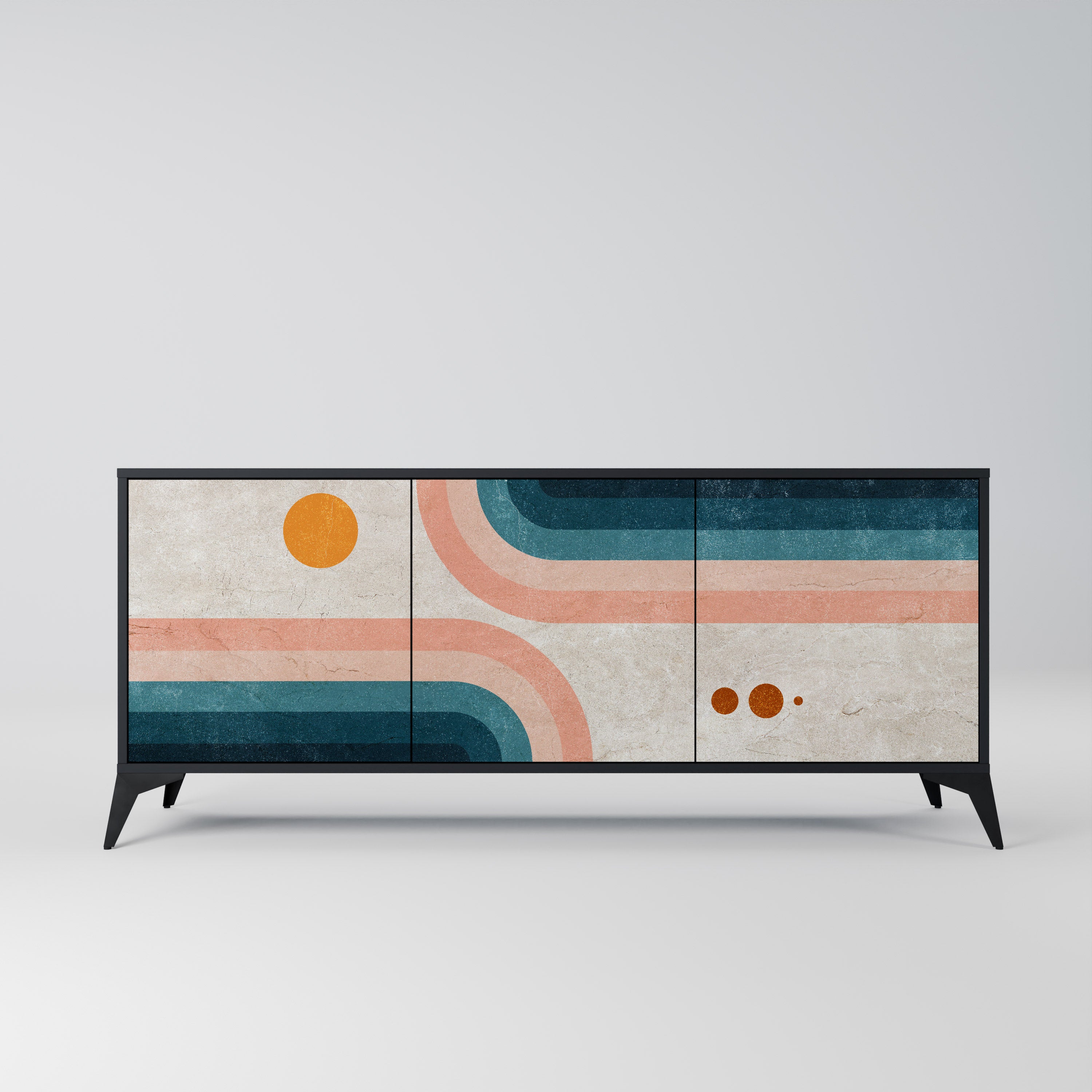 TWO HALVES 3-türiges Sideboard in Schwarz