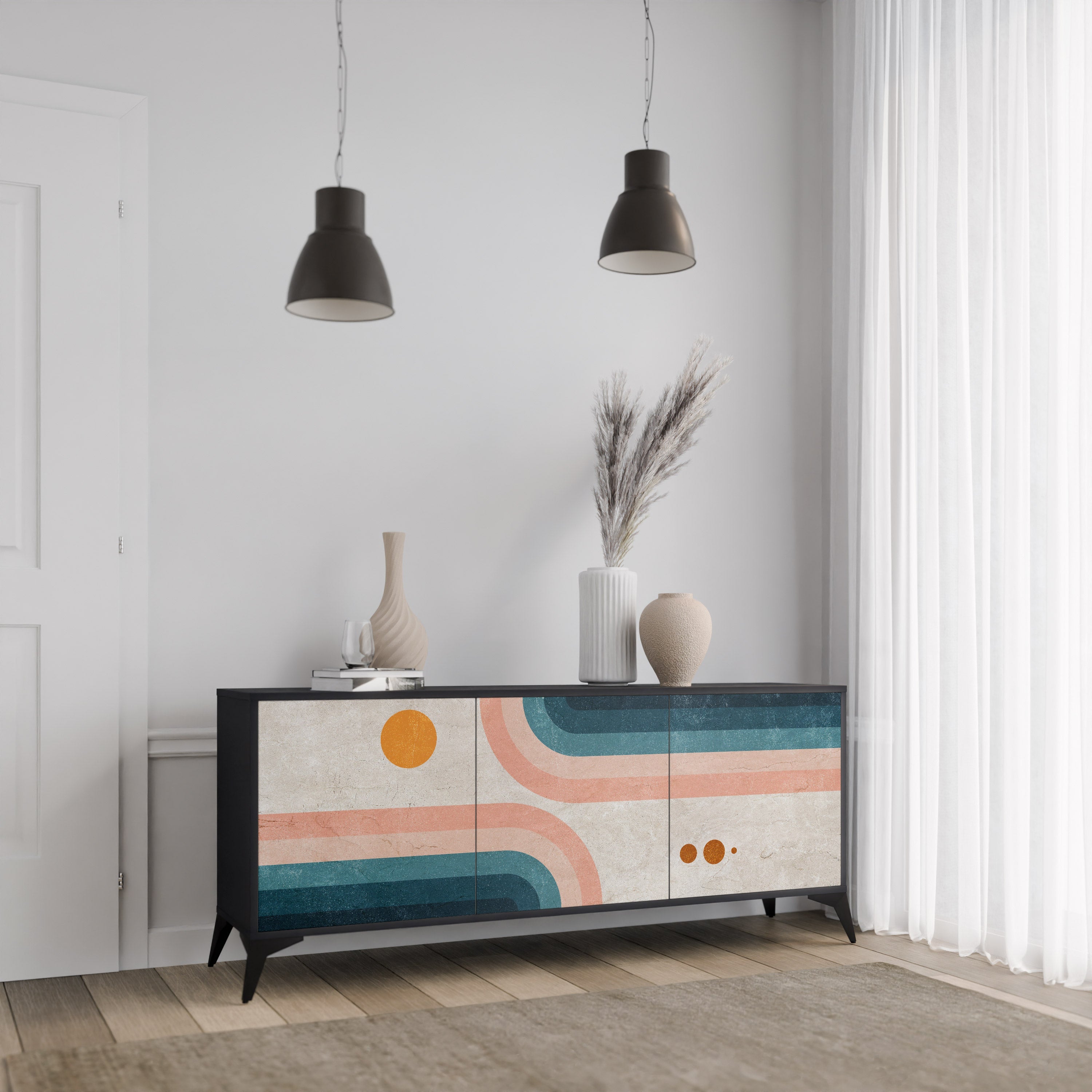 TWO HALVES 3-türiges Sideboard in Schwarz