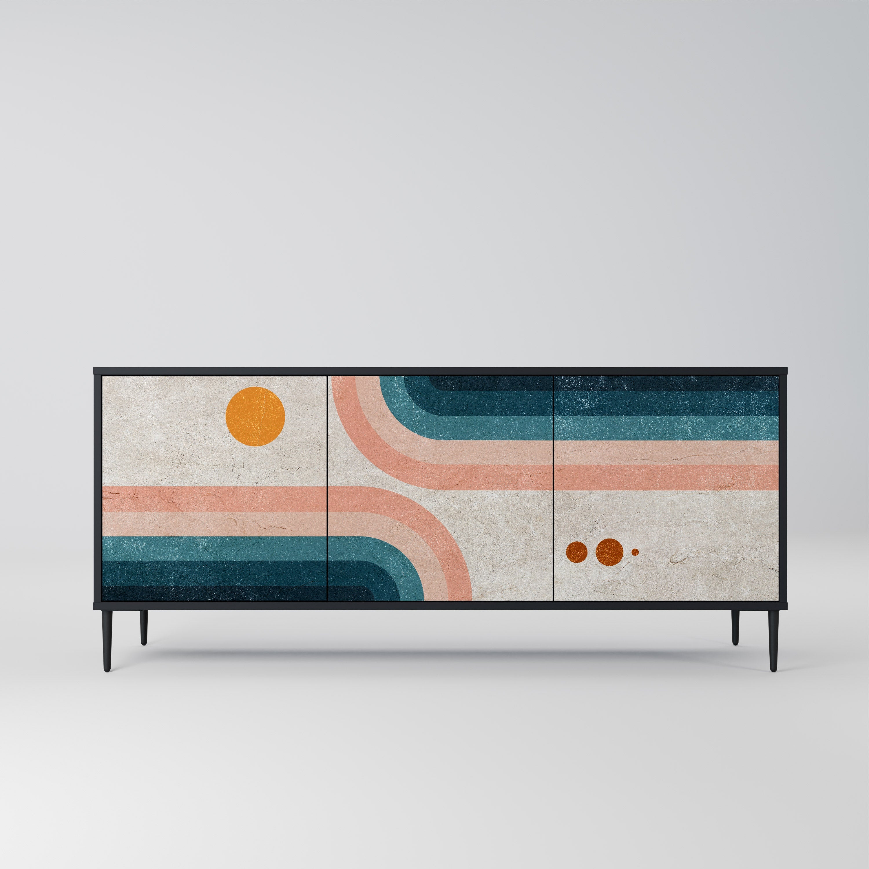 TWO HALVES 3-türiges Sideboard in Schwarz