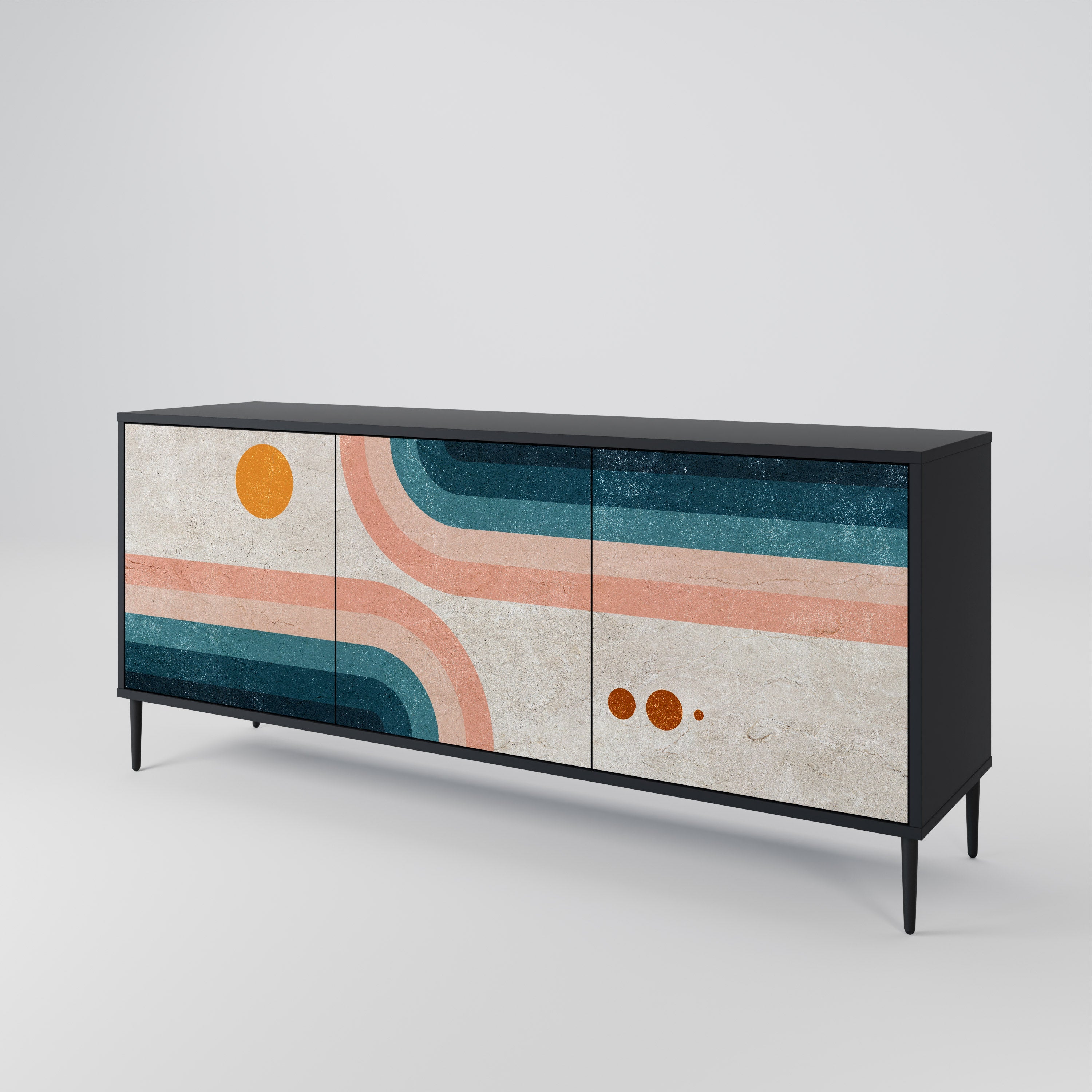 TWO HALVES 3-türiges Sideboard in Schwarz