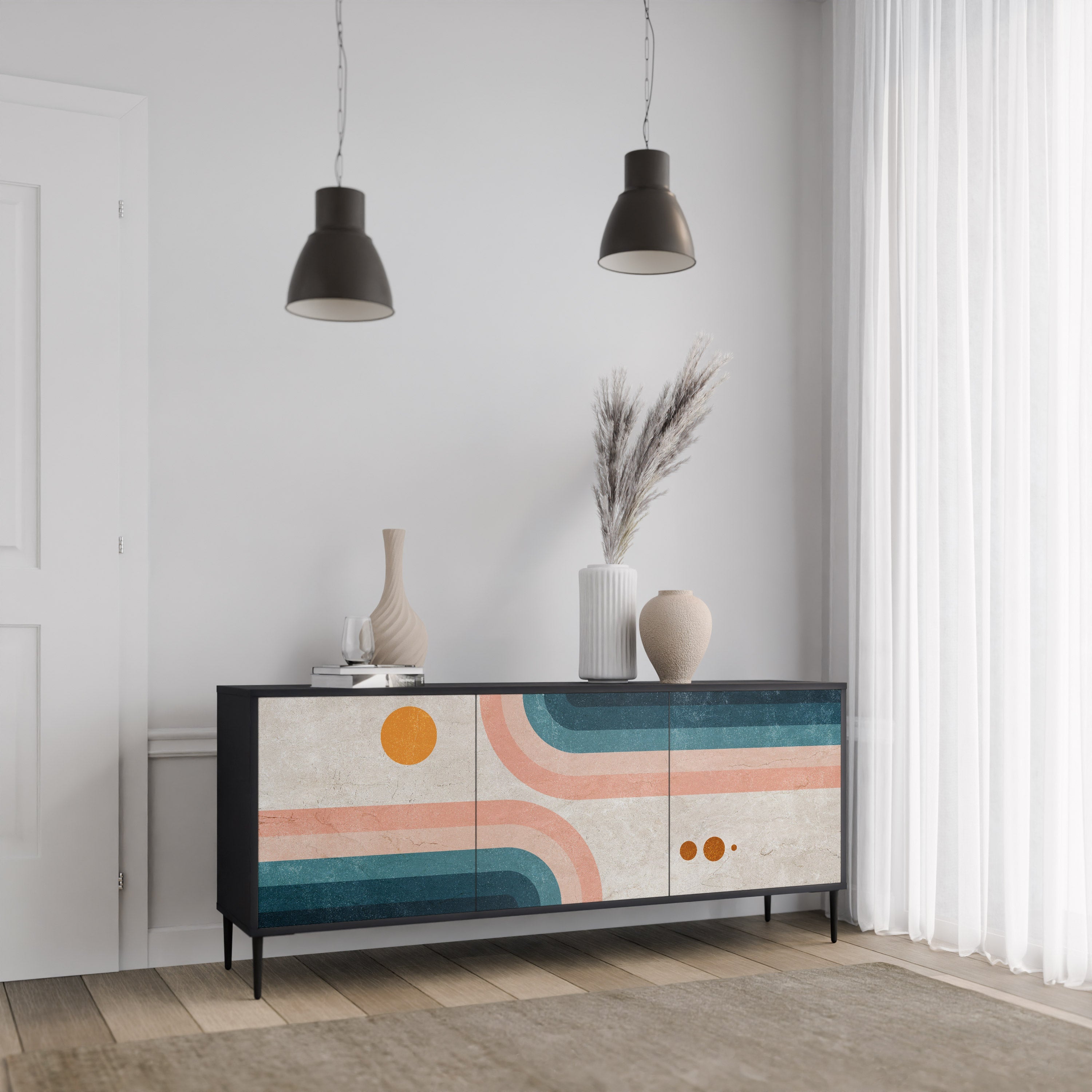 TWO HALVES 3-türiges Sideboard in Schwarz