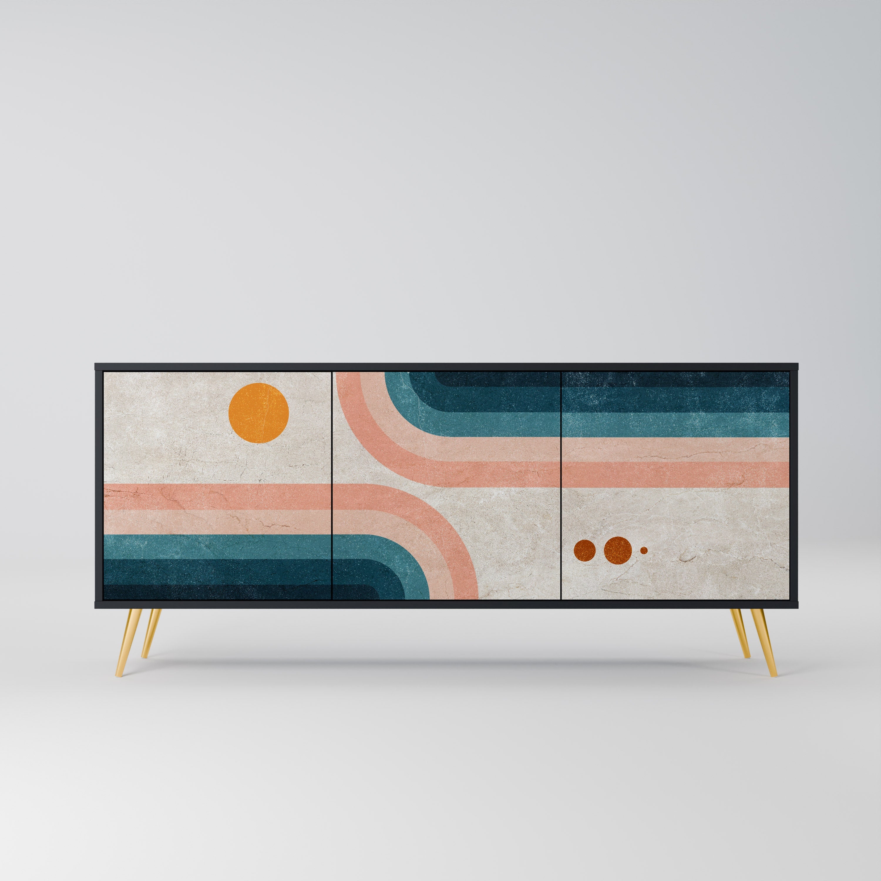 TWO HALVES 3-türiges Sideboard in Schwarz