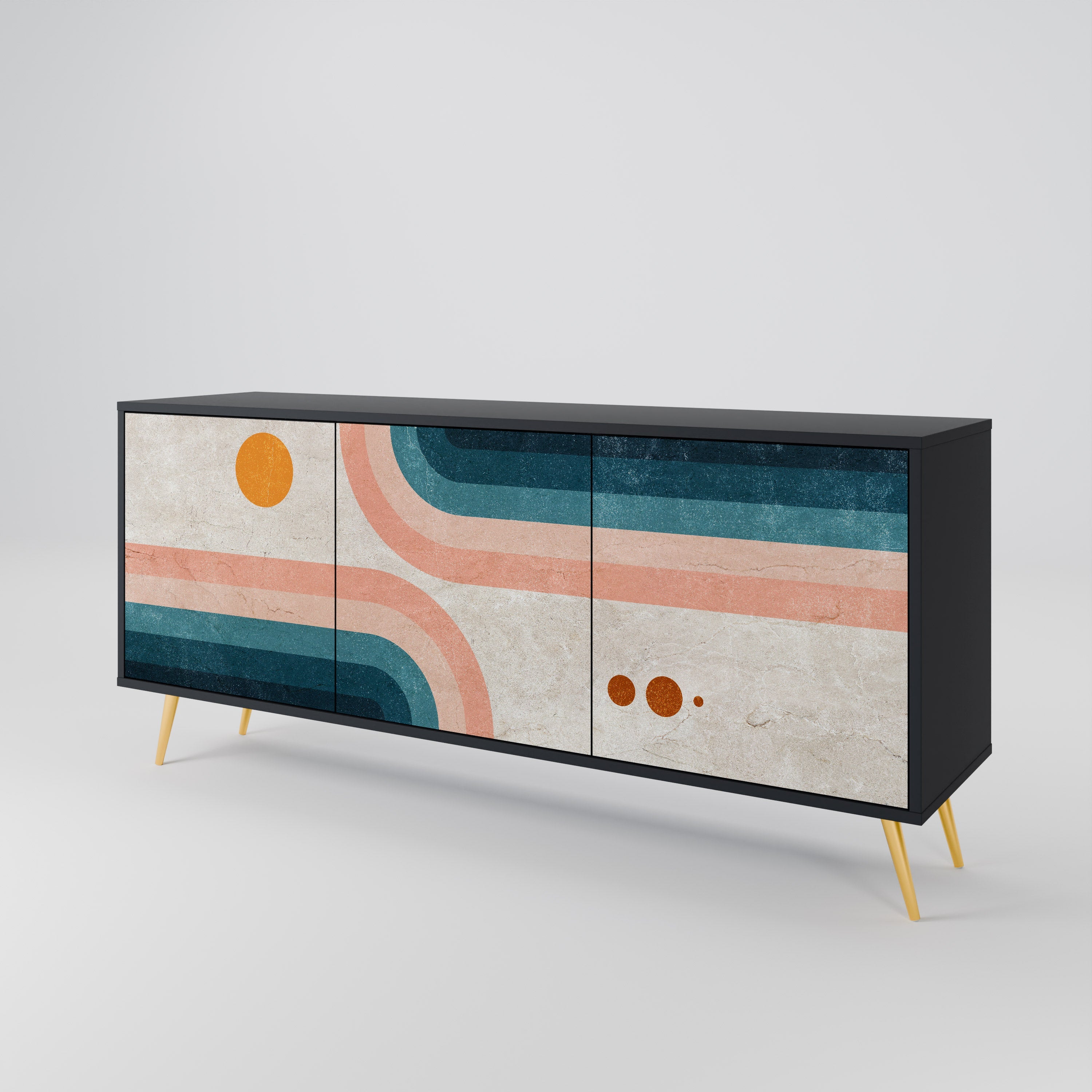 TWO HALVES 3-türiges Sideboard in Schwarz