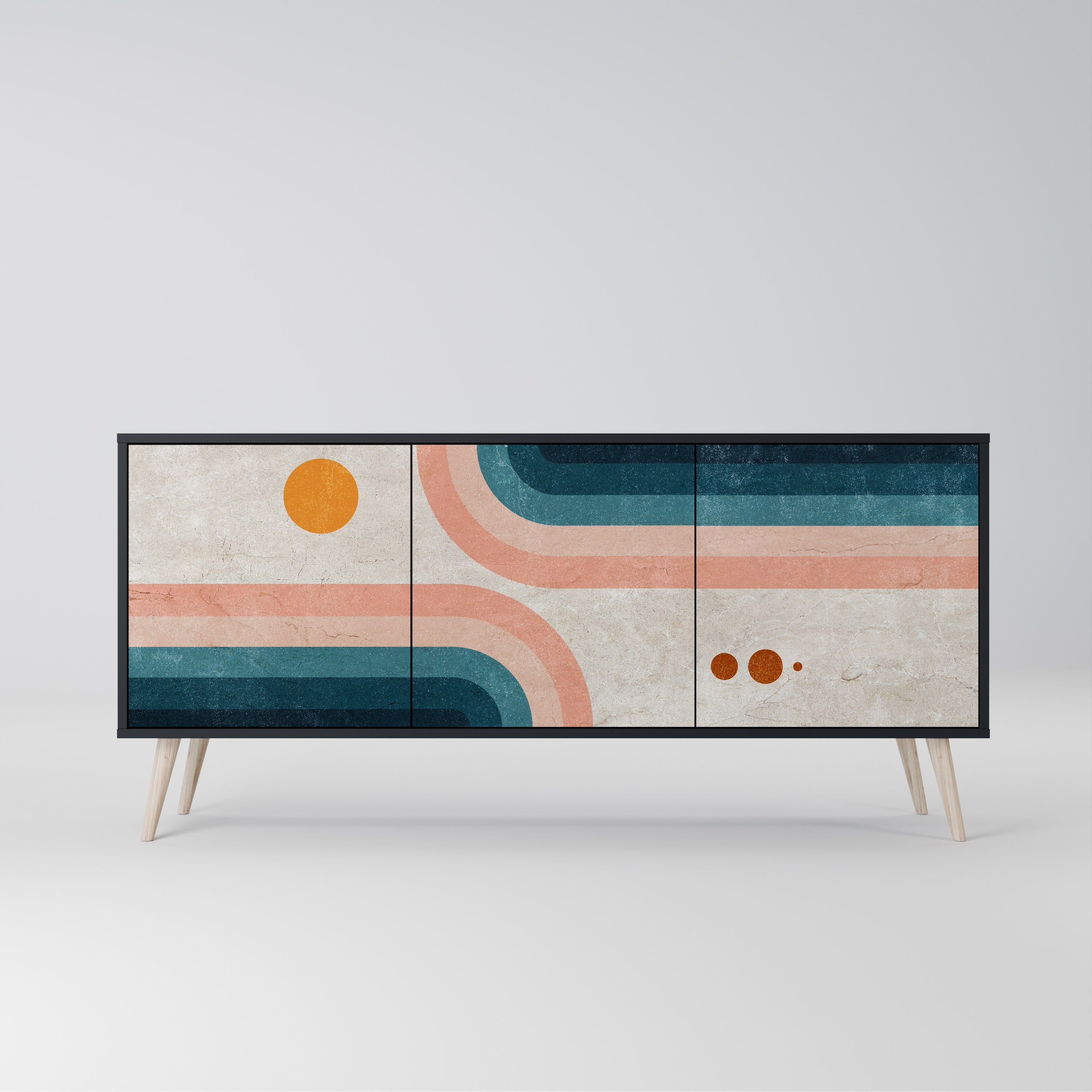 TWO HALVES 3-türiges Sideboard in Schwarz