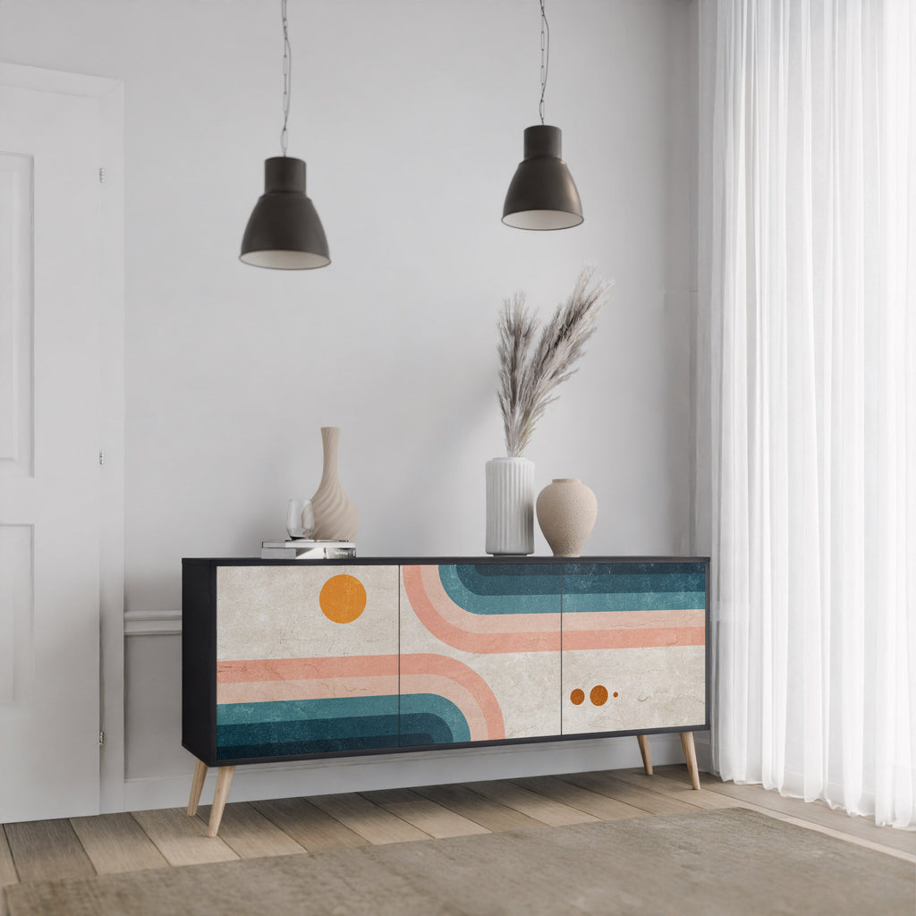 TWO HALVES 3-türiges Sideboard in Schwarz
