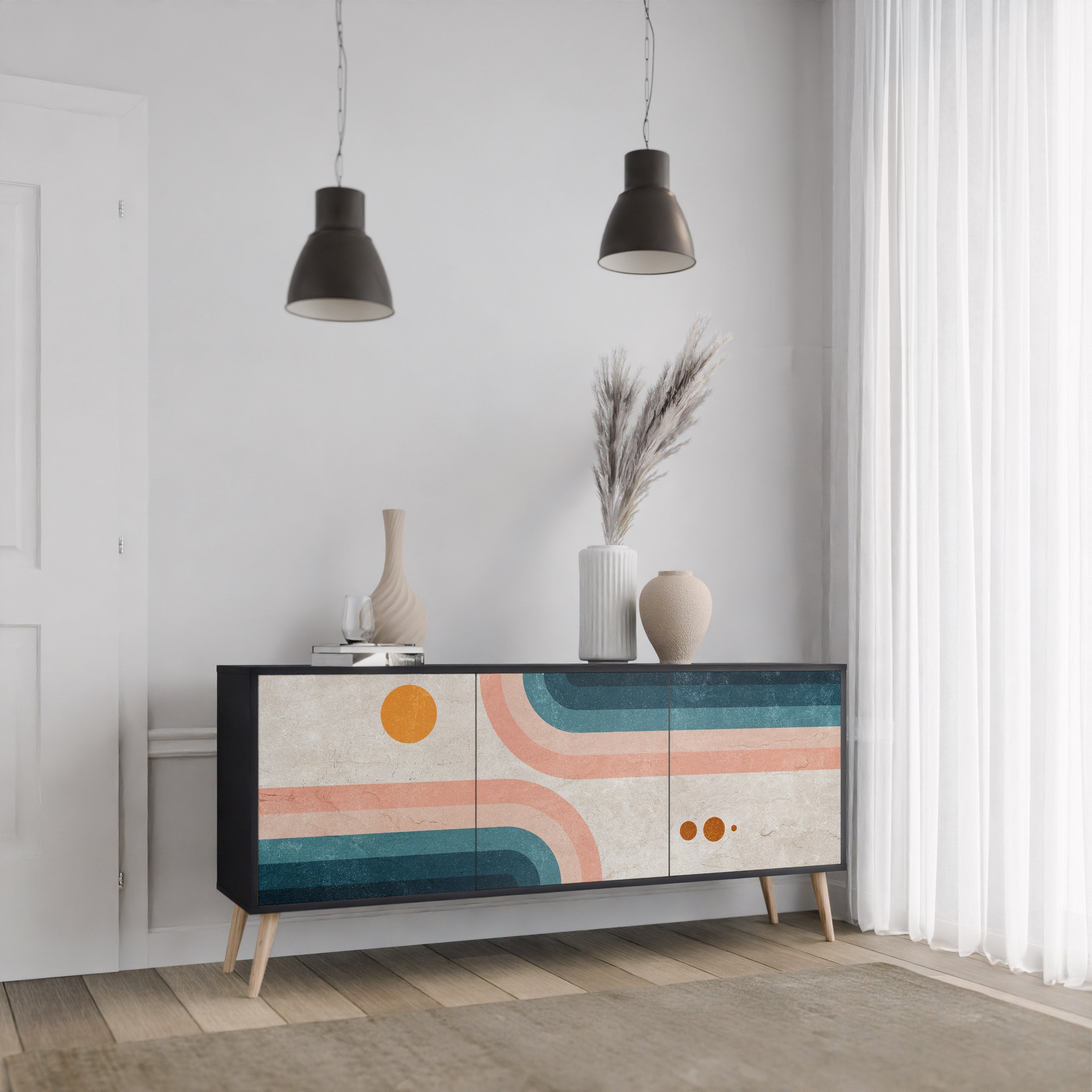 TWO HALVES 3-türiges Sideboard in Schwarz