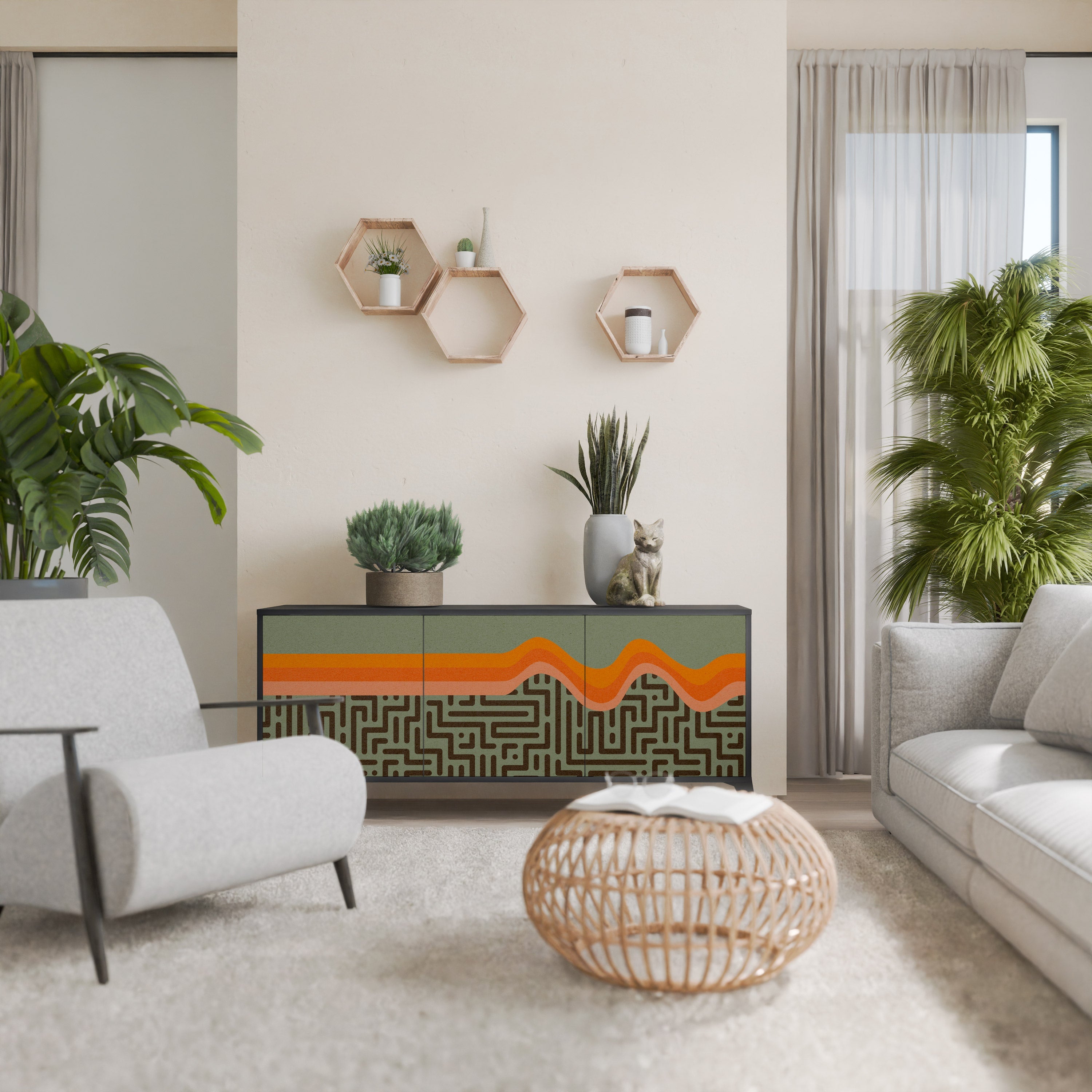 SIMPLE SOLUTIONS Sideboard mit 3 Türen, in Schwarz