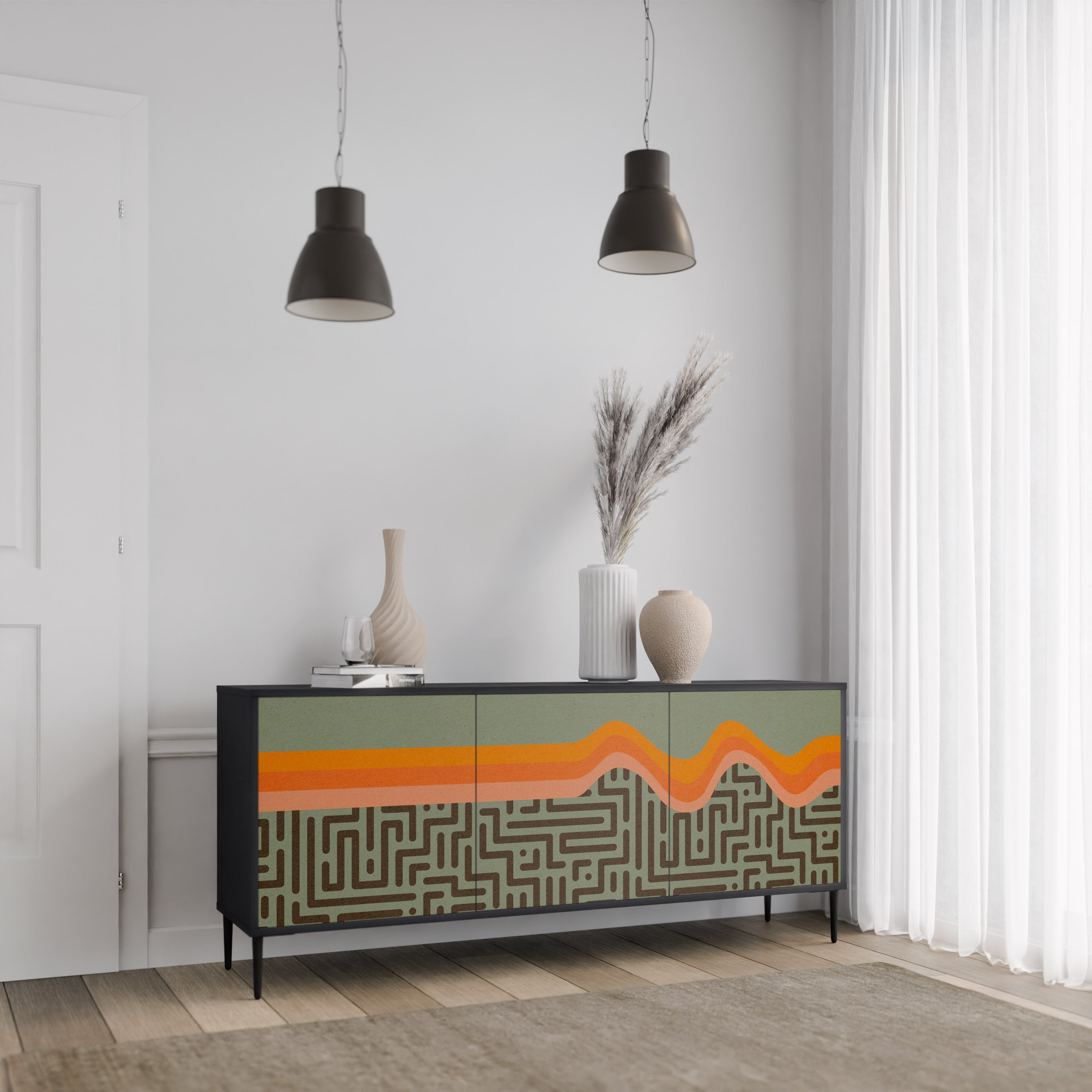 SIMPLE SOLUTIONS Sideboard mit 3 Türen, in Schwarz