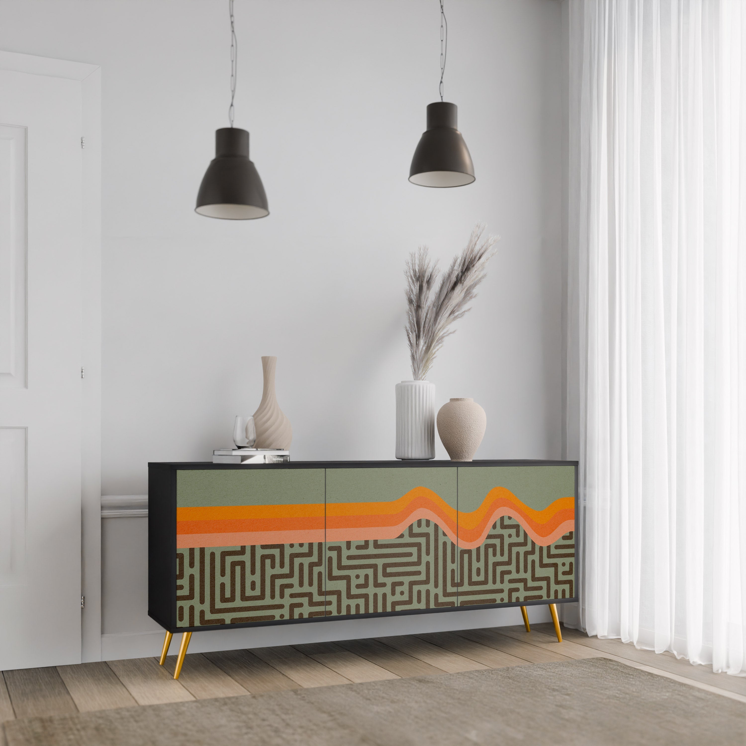 SIMPLE SOLUTIONS Sideboard mit 3 Türen, in Schwarz