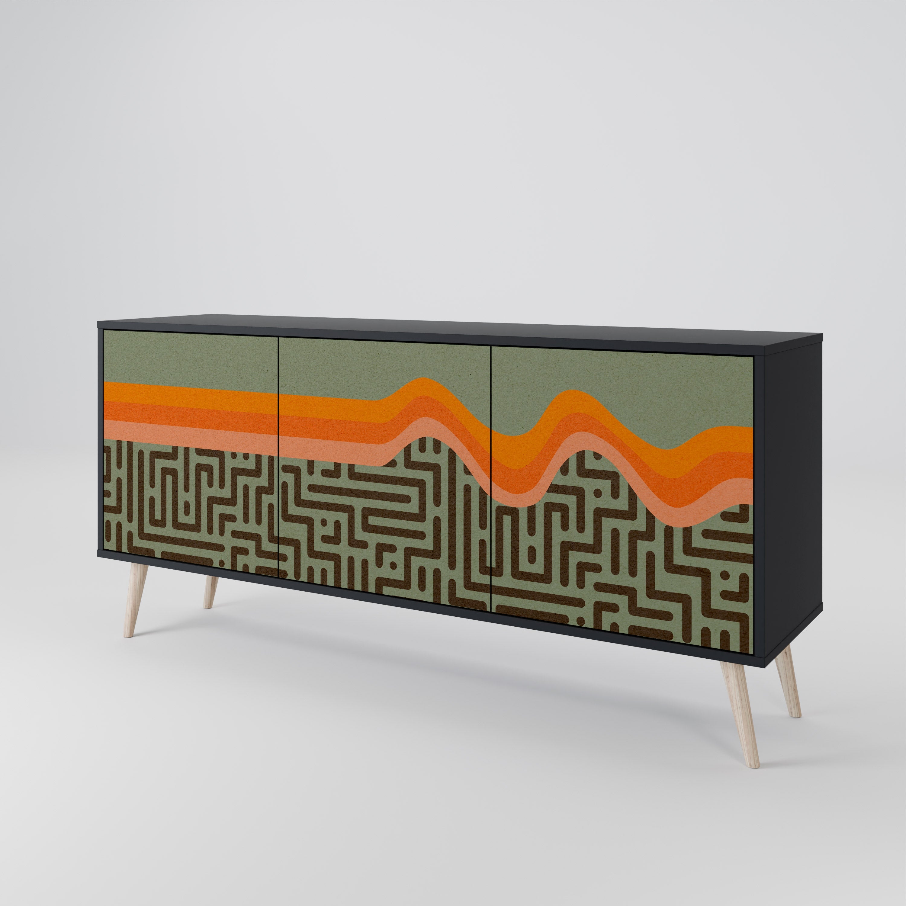 SIMPLE SOLUTIONS Sideboard mit 3 Türen, in Schwarz