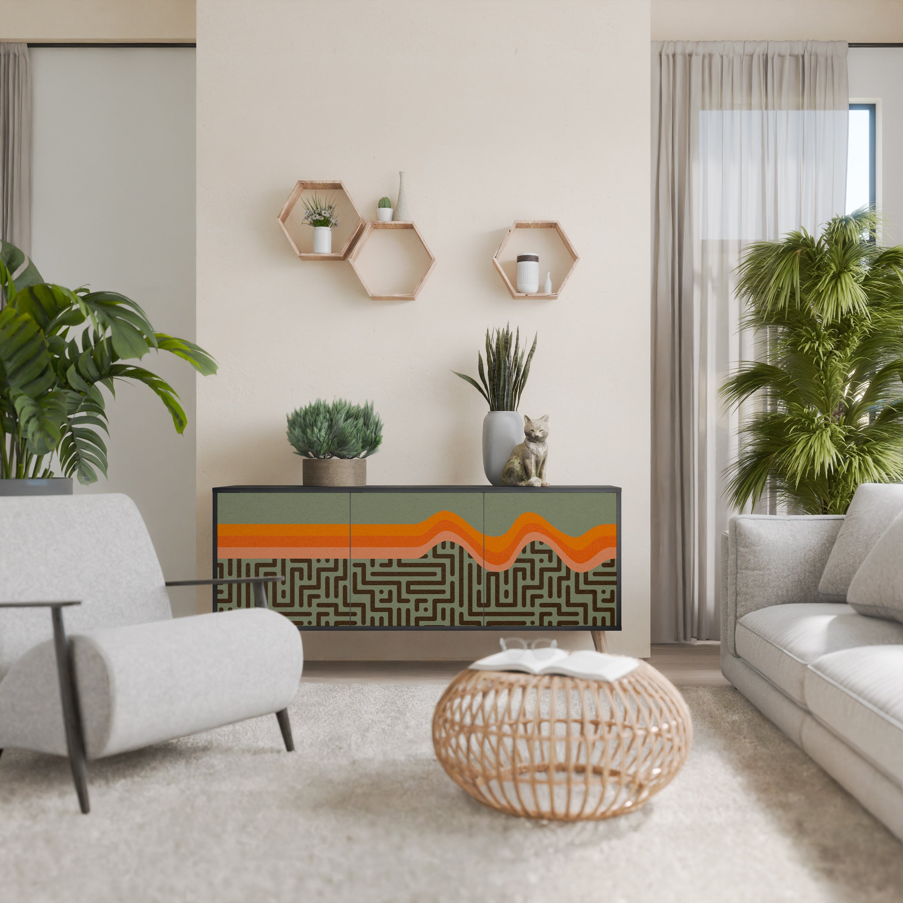 SIMPLE SOLUTIONS Sideboard mit 3 Türen, in Schwarz