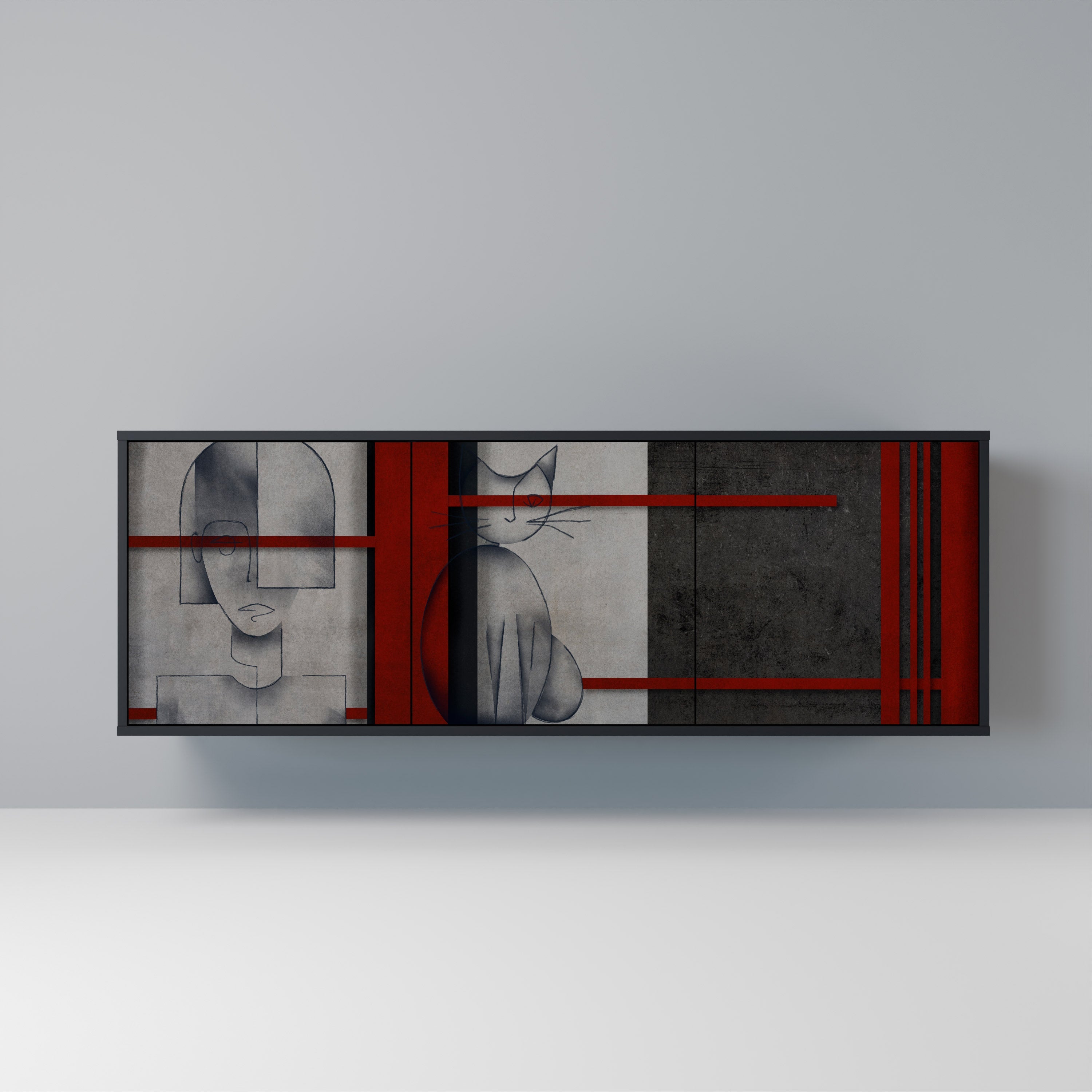 GRAY FIGURES 3-türiges Sideboard in Schwarz
