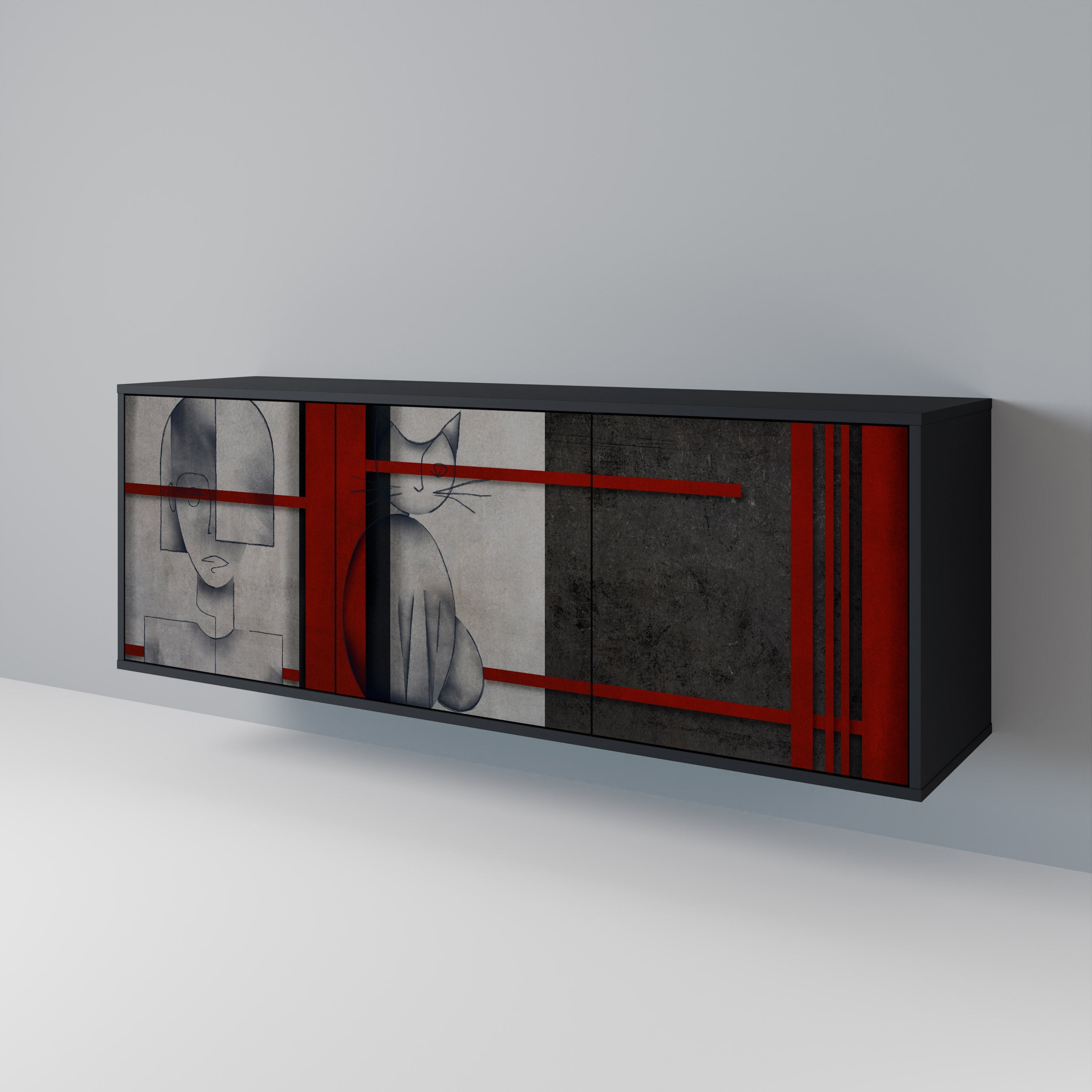 GRAY FIGURES 3-türiges Sideboard in Schwarz