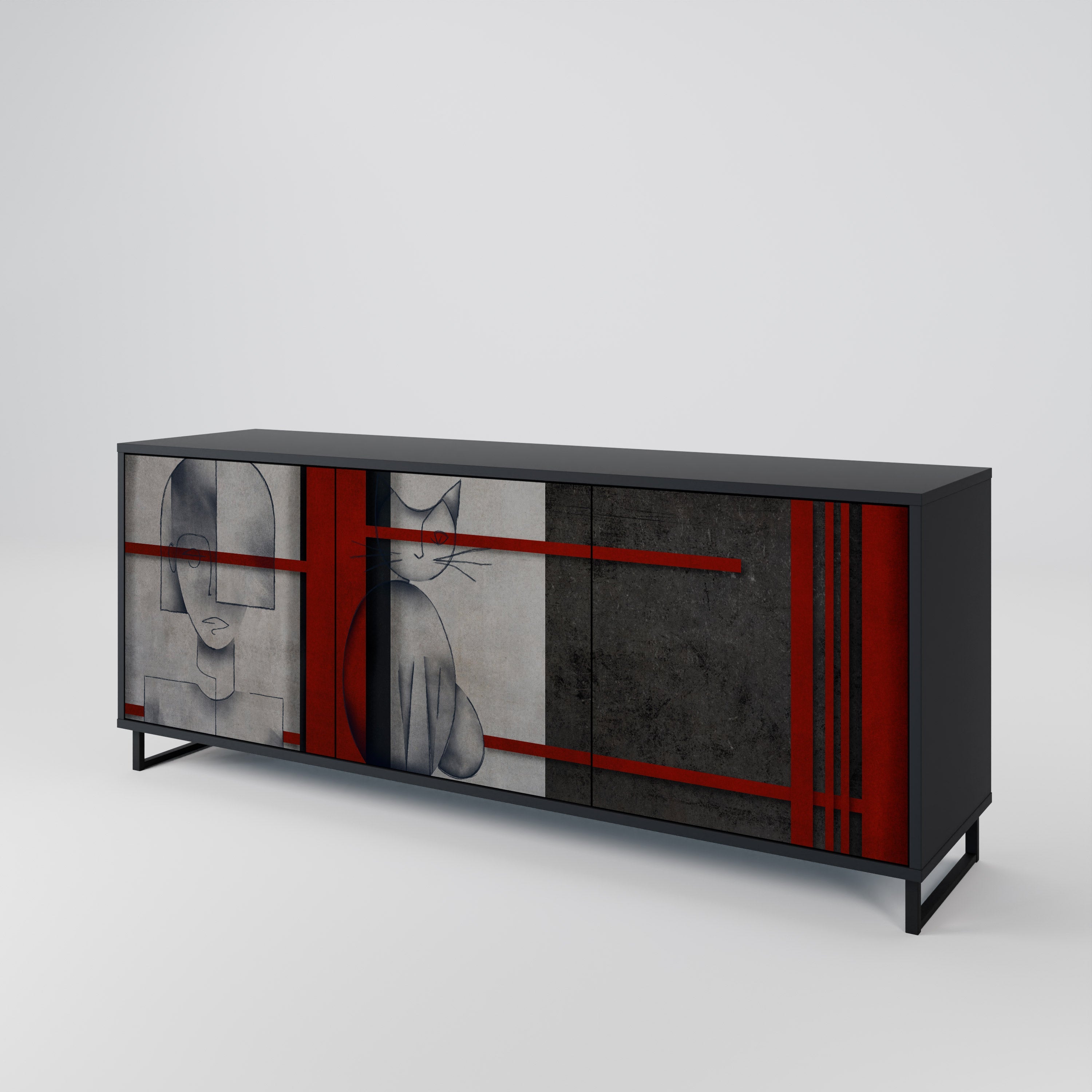 GRAY FIGURES 3-türiges Sideboard in Schwarz