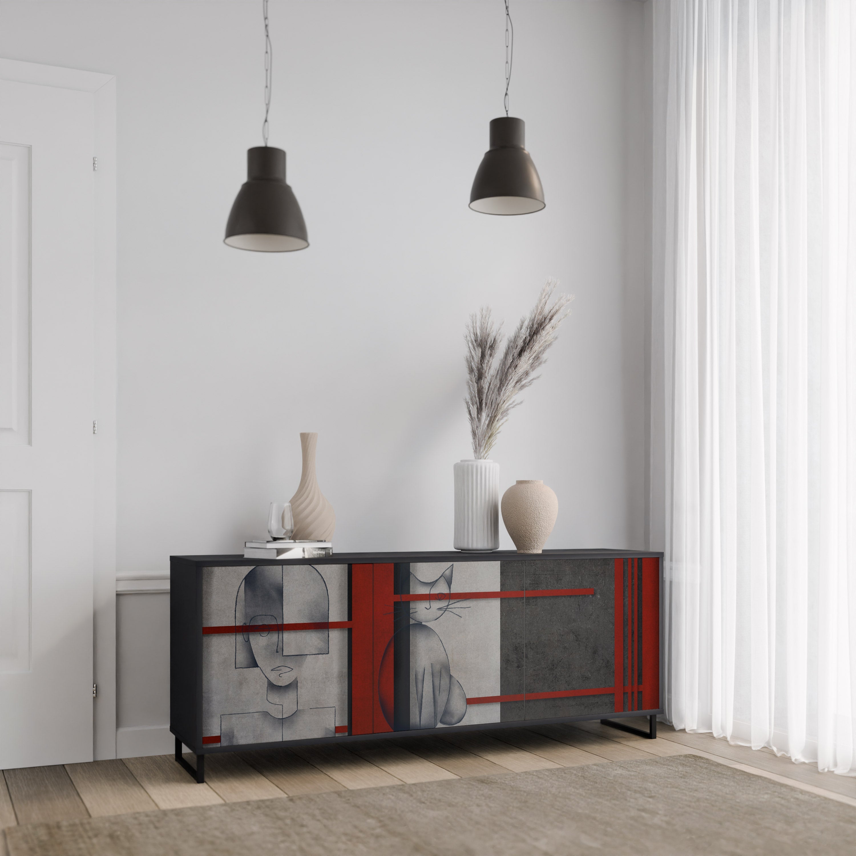 GRAY FIGURES 3-türiges Sideboard in Schwarz
