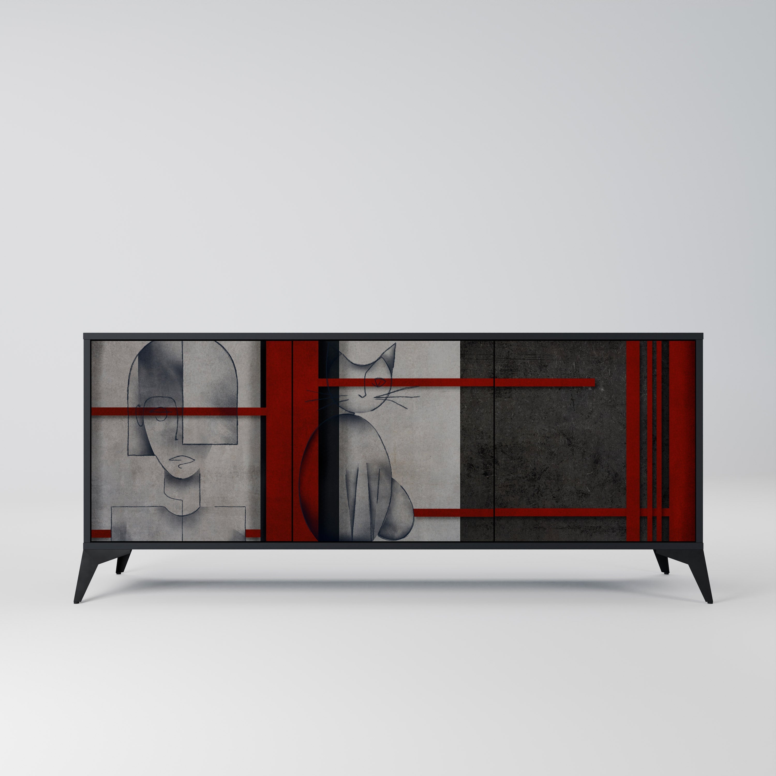 GRAY FIGURES 3-türiges Sideboard in Schwarz
